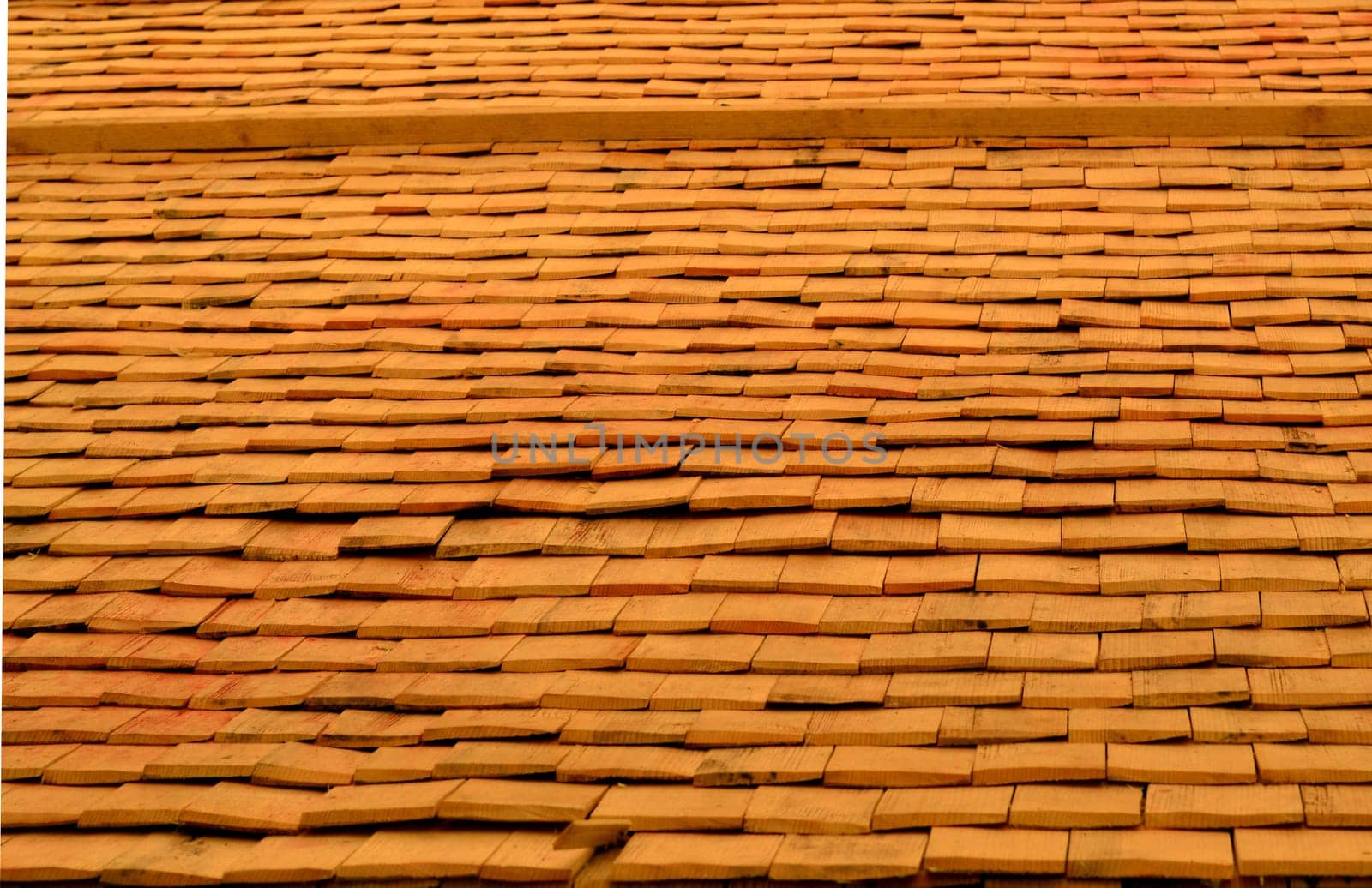 Wooden shingles on the roof