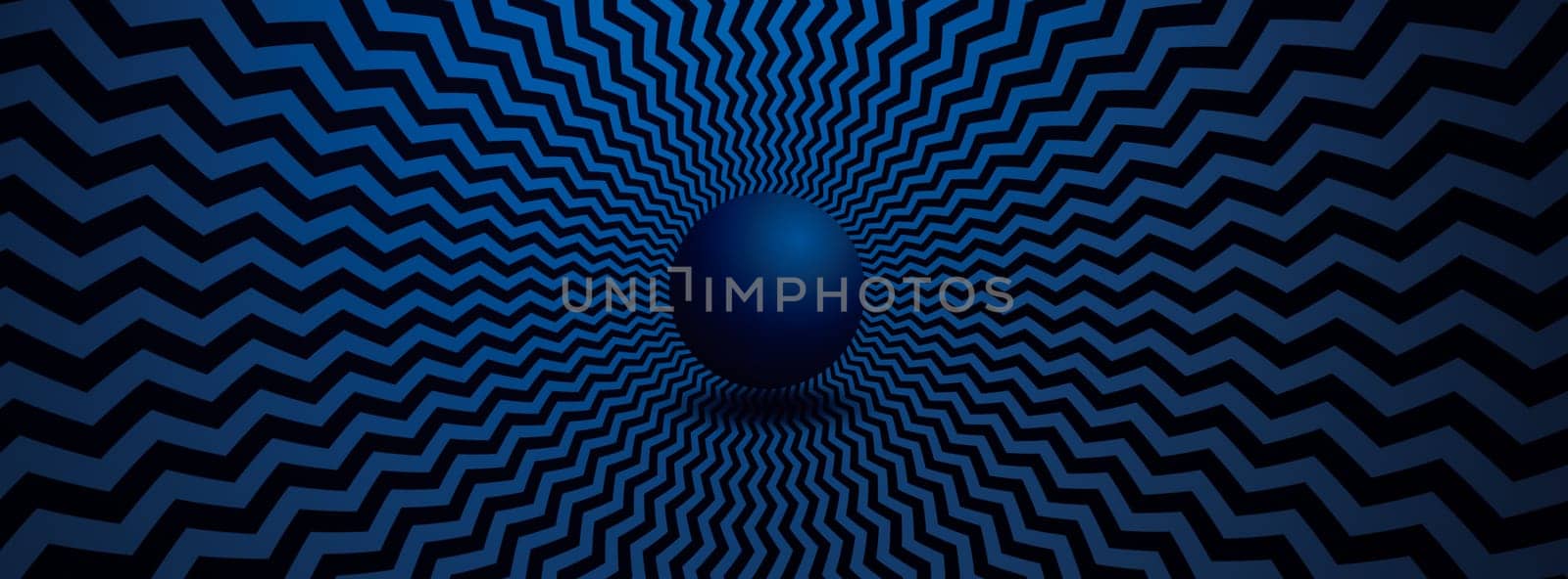 Optical illusion horizontal background. Abstract curves, geometric effect. Blue.