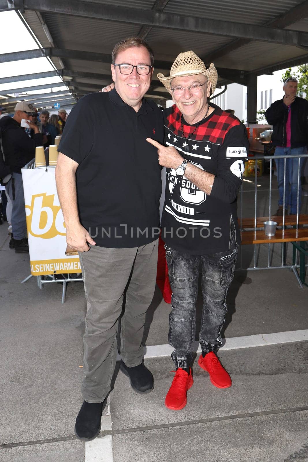 Sven Flohr and Peter Sebastian, BARBECUE - Summer party for the needy and homeless. Invitation from the FRIENDS CUP Foerderverein e.V. and the  Unser Norden Foundation by Rewe Center Hamburg -Altona on 15.09.2024