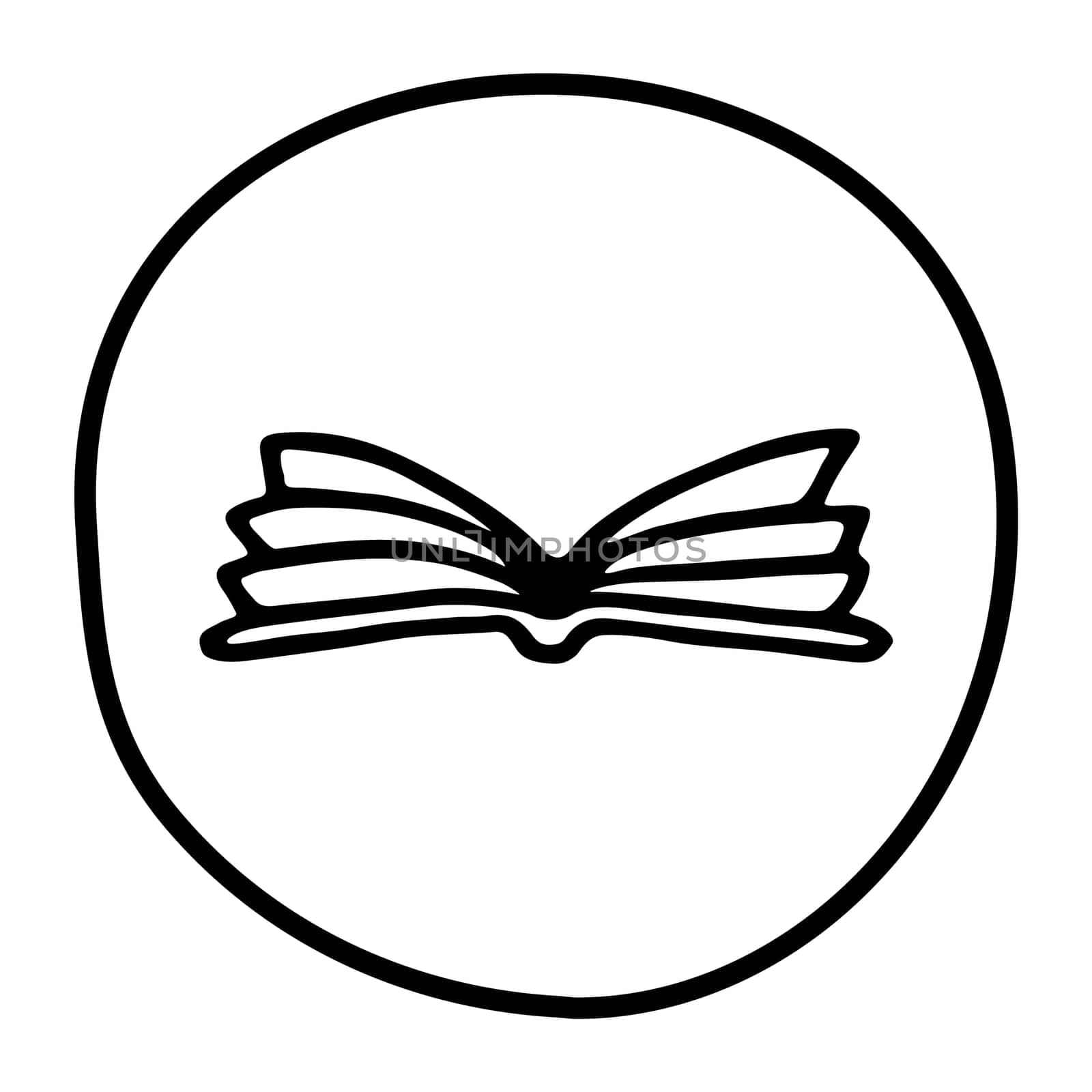 Doodle pile of books icon. Hand drawn book, journal or notebook symbol isolated on white background. Vector illustration