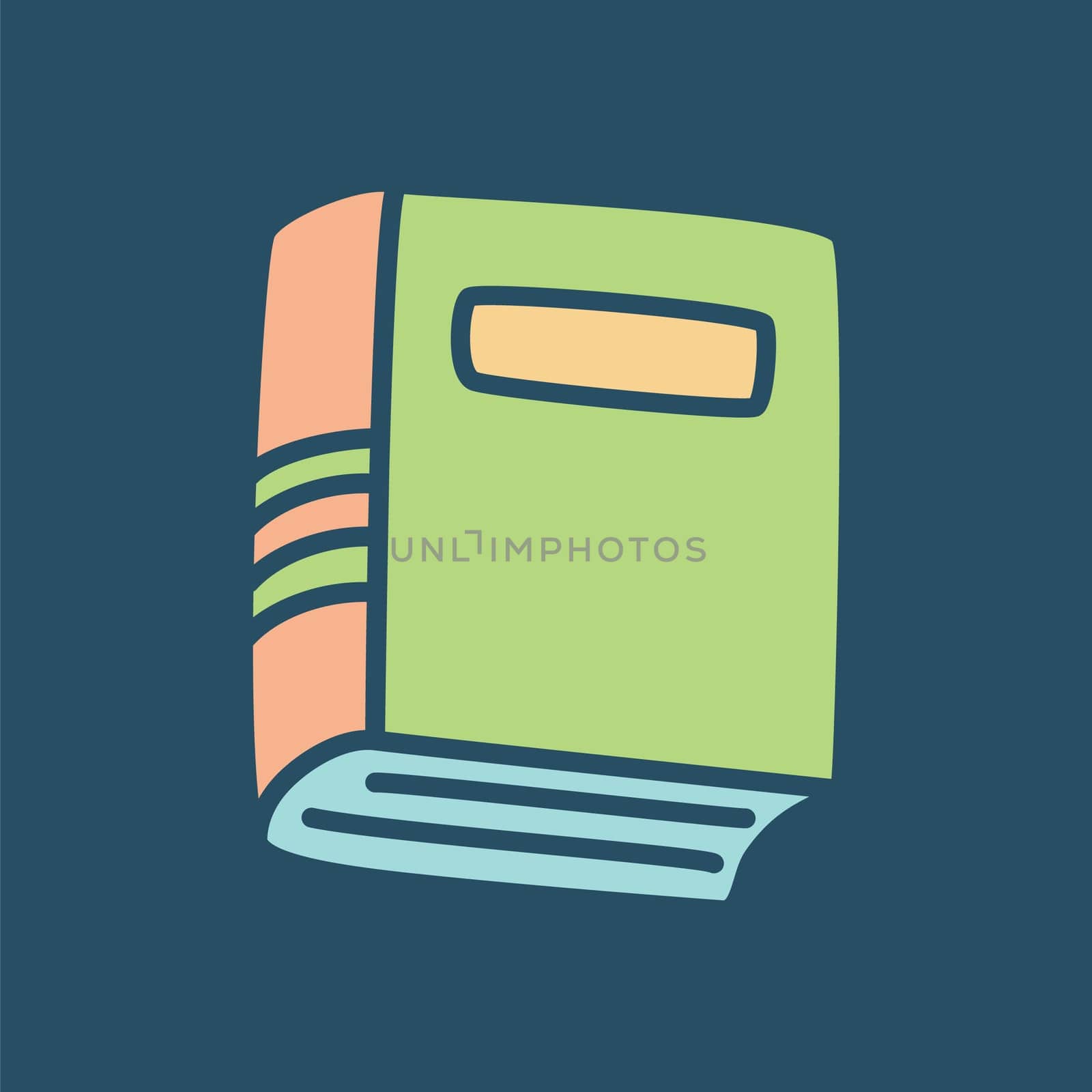 Doodle book icon hand drawn in a modern minimalistic style. Knowledge and education symbol on dark background. Vector illustration