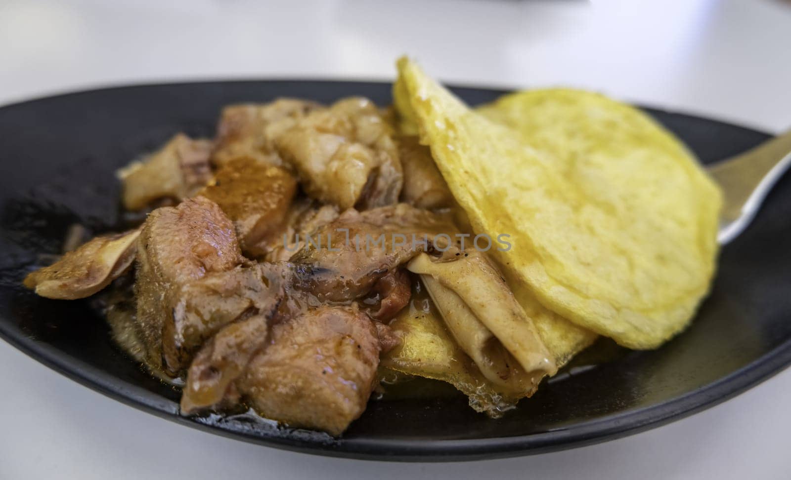 Detail of typical Spanish food in an old bar