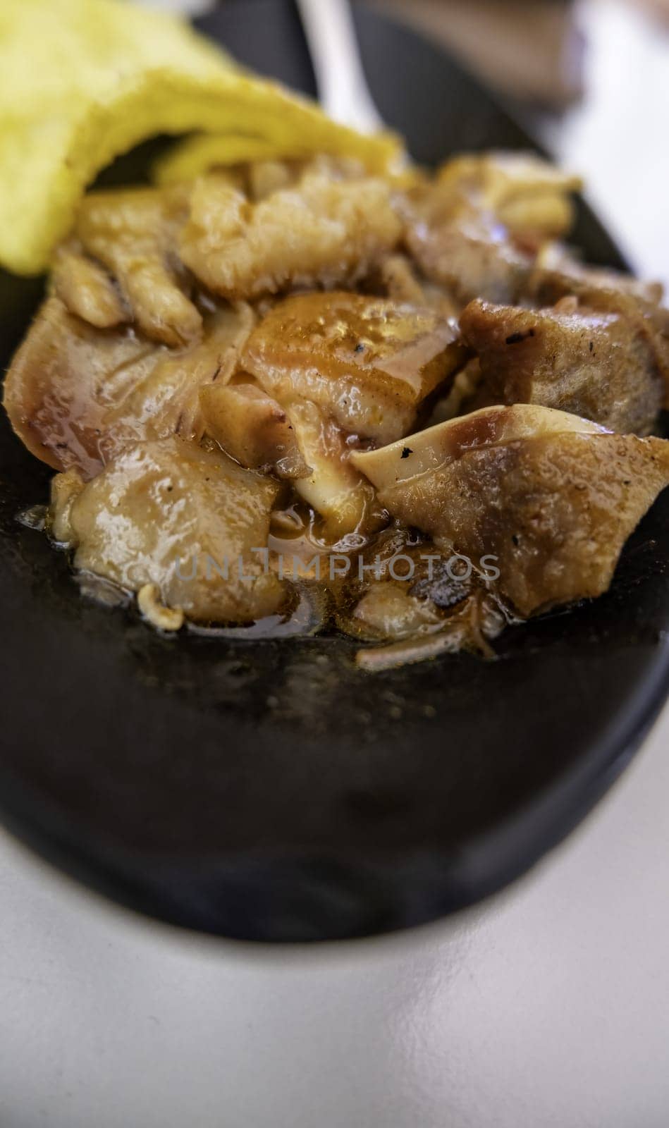 Detail of typical Spanish food in an old bar