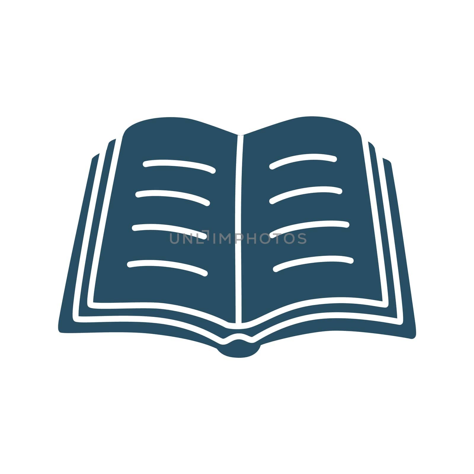 Doodle book icon hand drawn in a modern minimalistic style. Knowledge and education symbol isolated on white background. Vector illustration