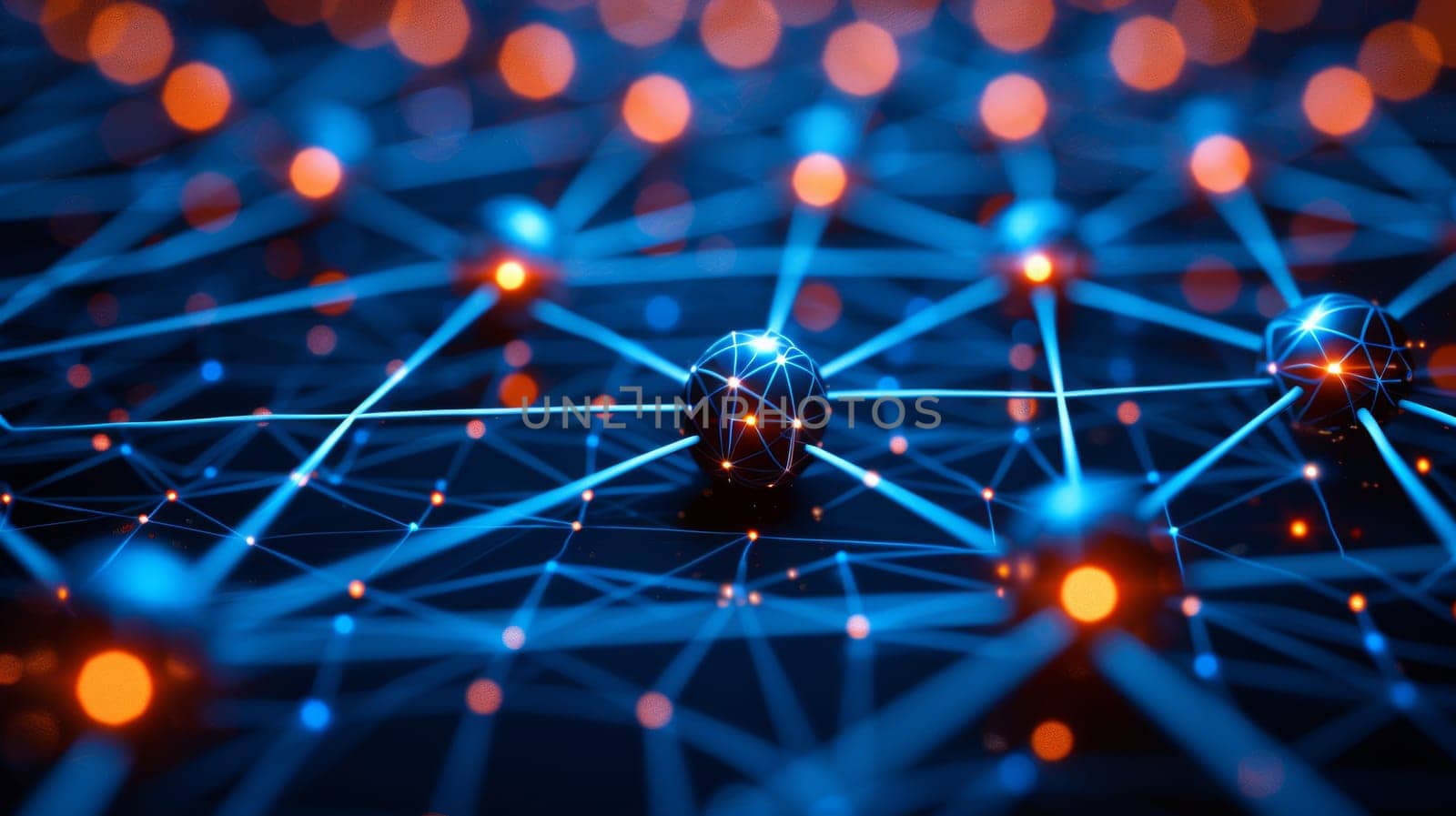 Conceptual illustration of digital connections, data exchange, and network hubs, suitable for technology, communication, and innovation themes in marketing campaigns or presentations.