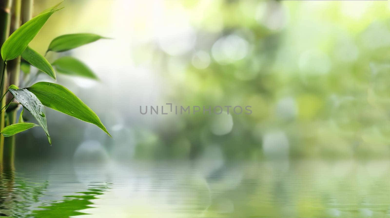 Tranquil scene by the water for wellness and relaxation with copy space.