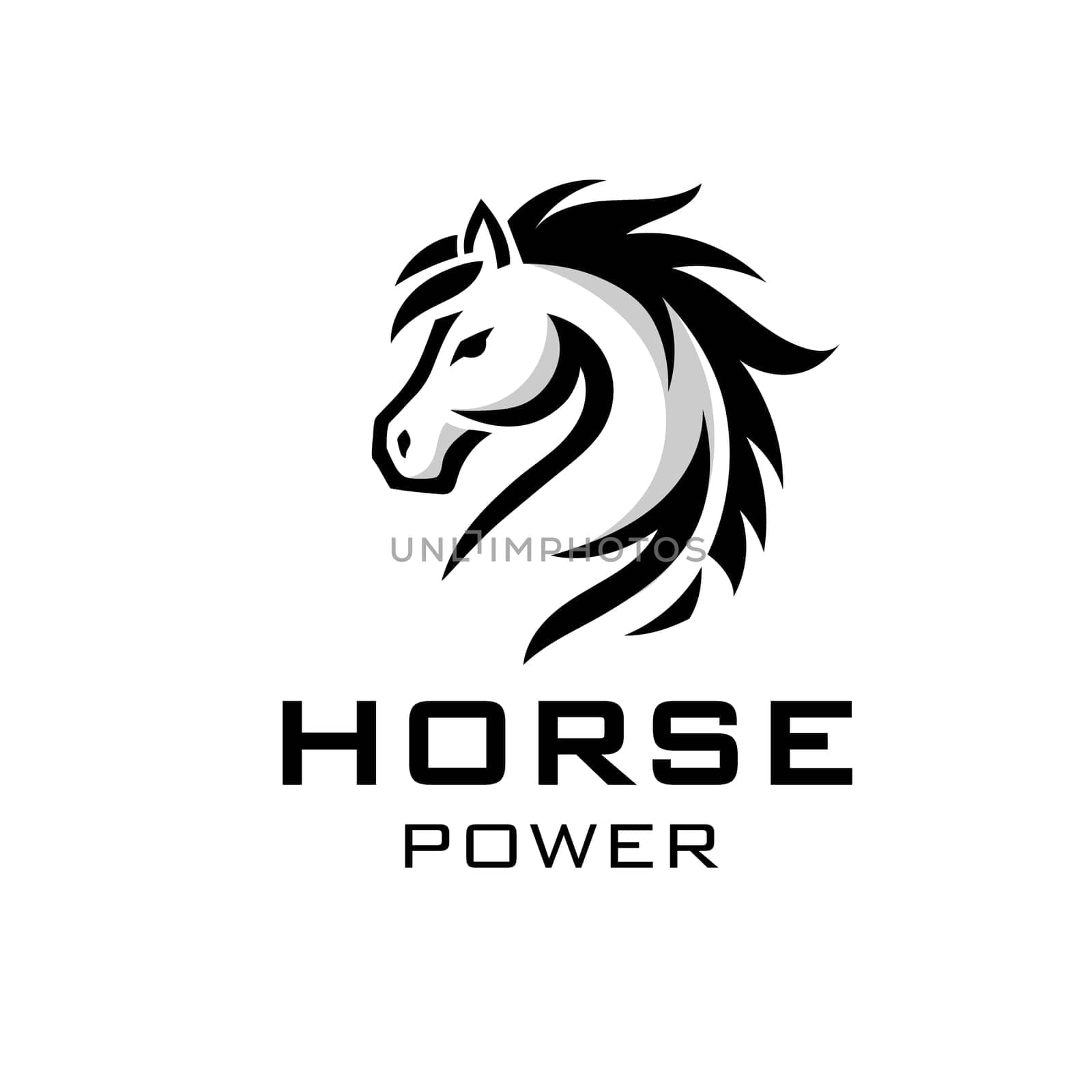 monochrome emblem of horse head symbol on white background vector illustration