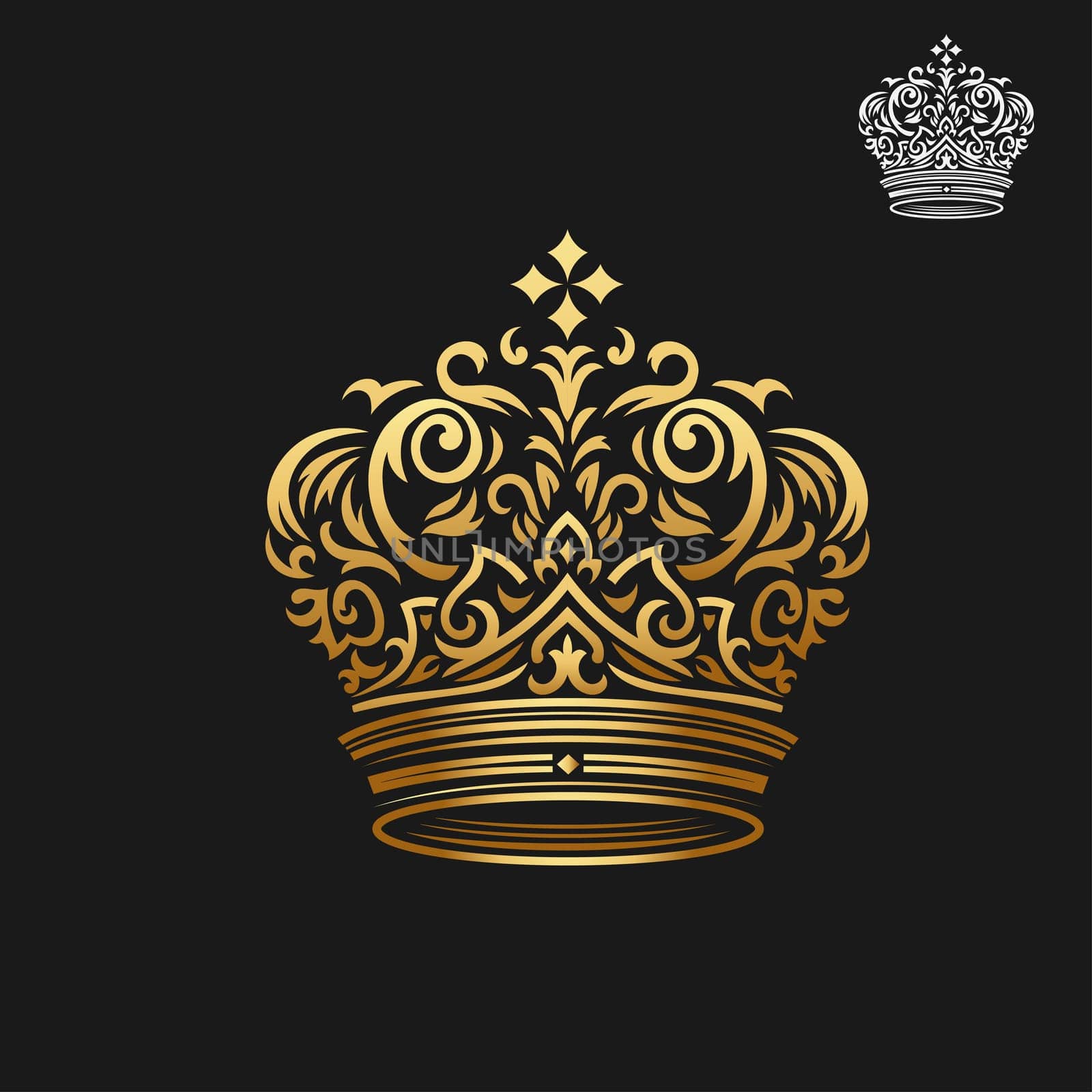 classic golden crown isolated on black background vector illustration