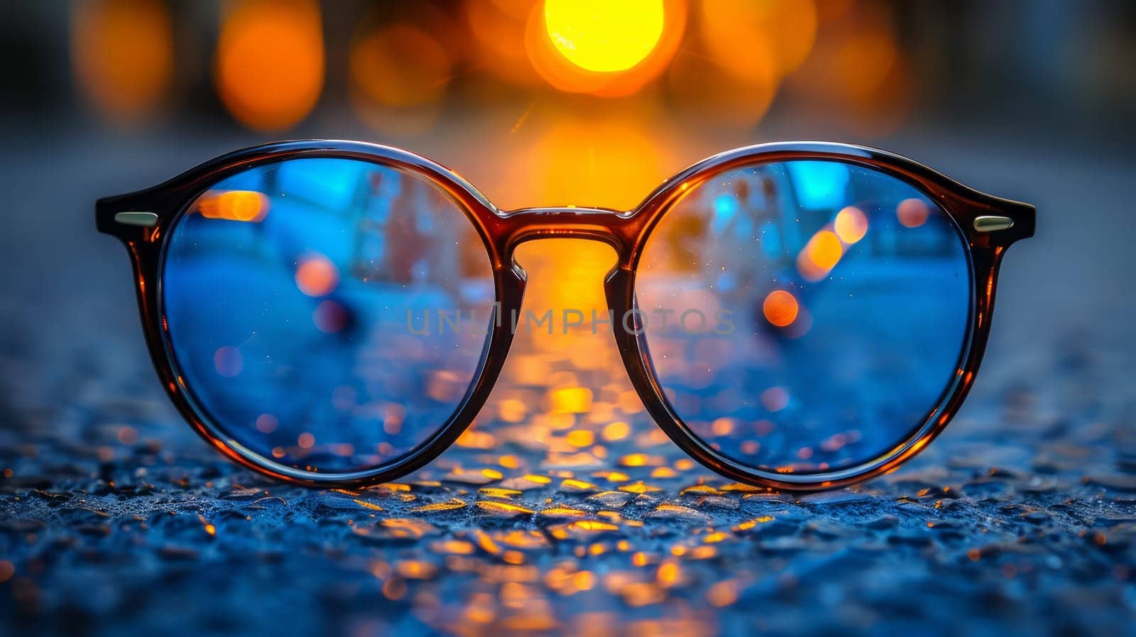 Close-up of glasses on the ground.