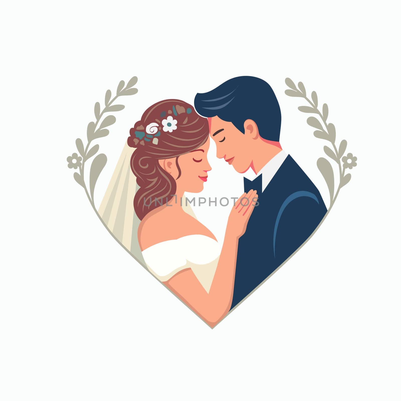 Vector Illustration of beautiful bride and groom, Wedding ceremony card