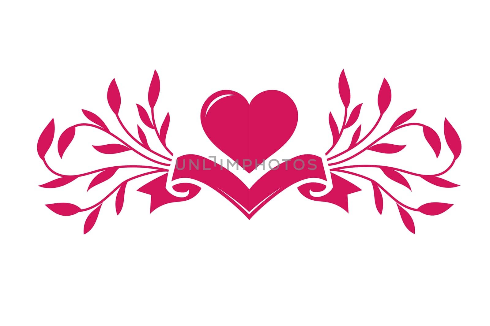 valentines heart love with ribbon and floral vector illustration design
