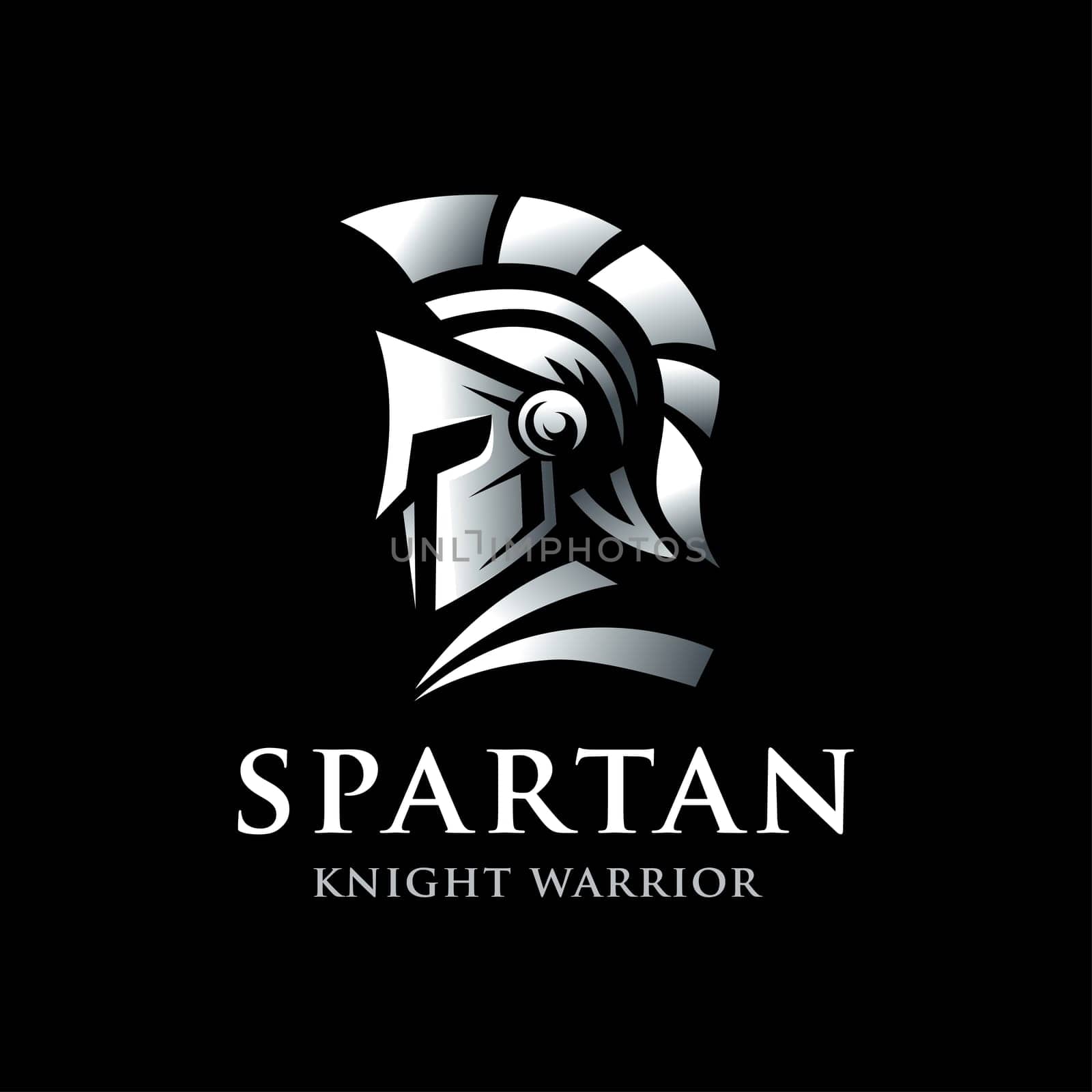 Spartan Knight Soldier, Greek Warrior symbol on black background
