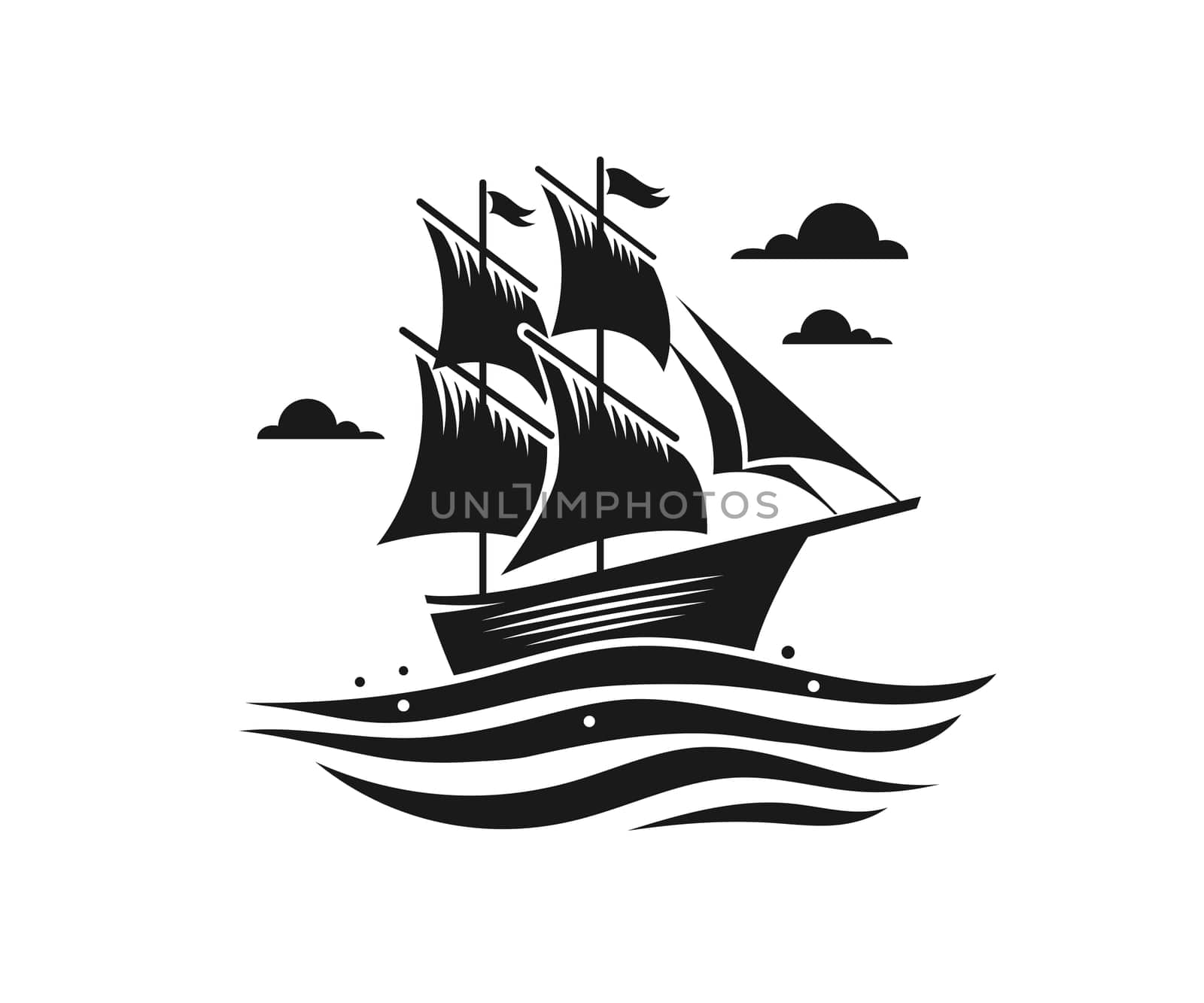 vector of sailboat silhouette vintage symbol