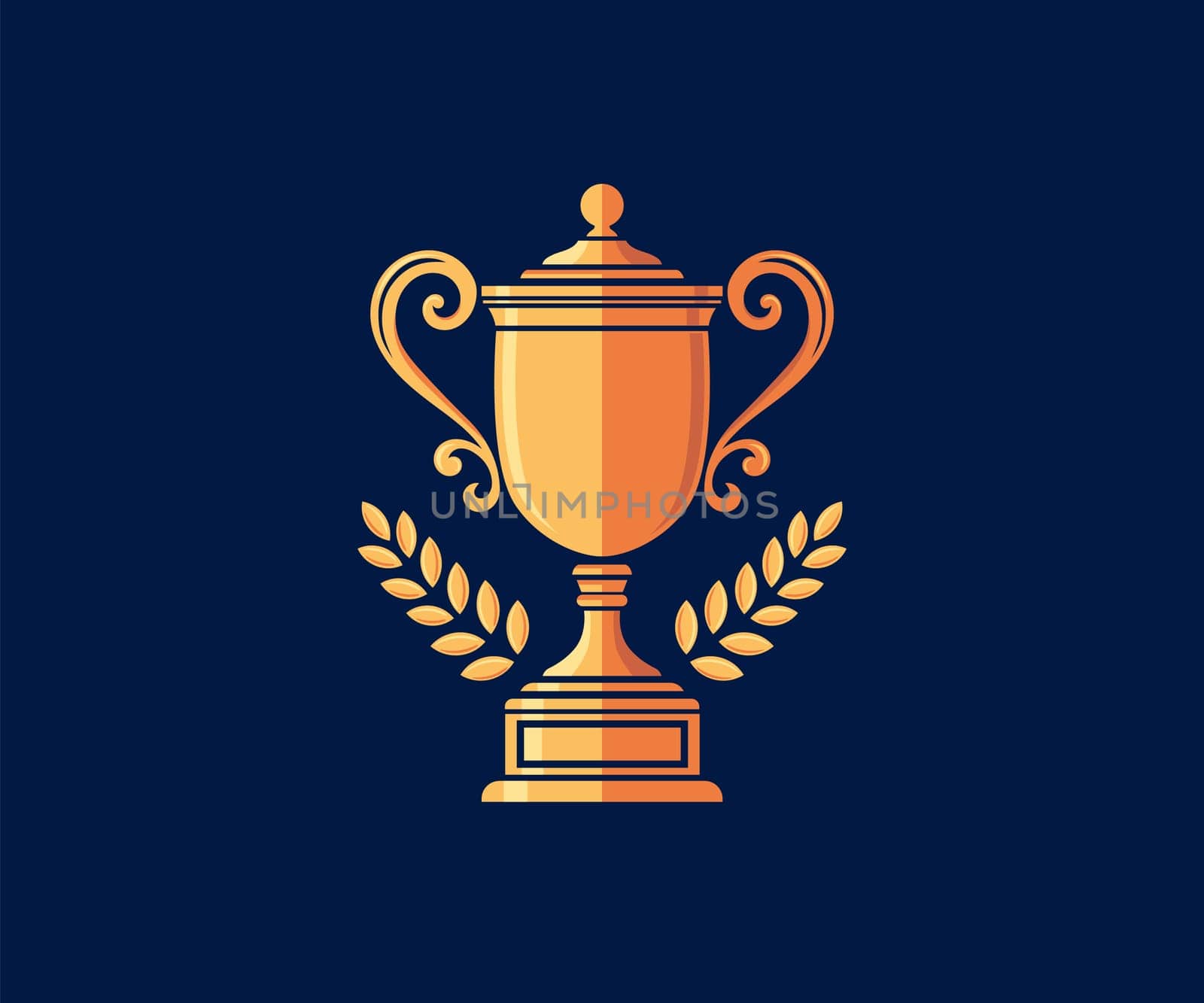 vector of golden Trophy with Laurel Wreath symbol