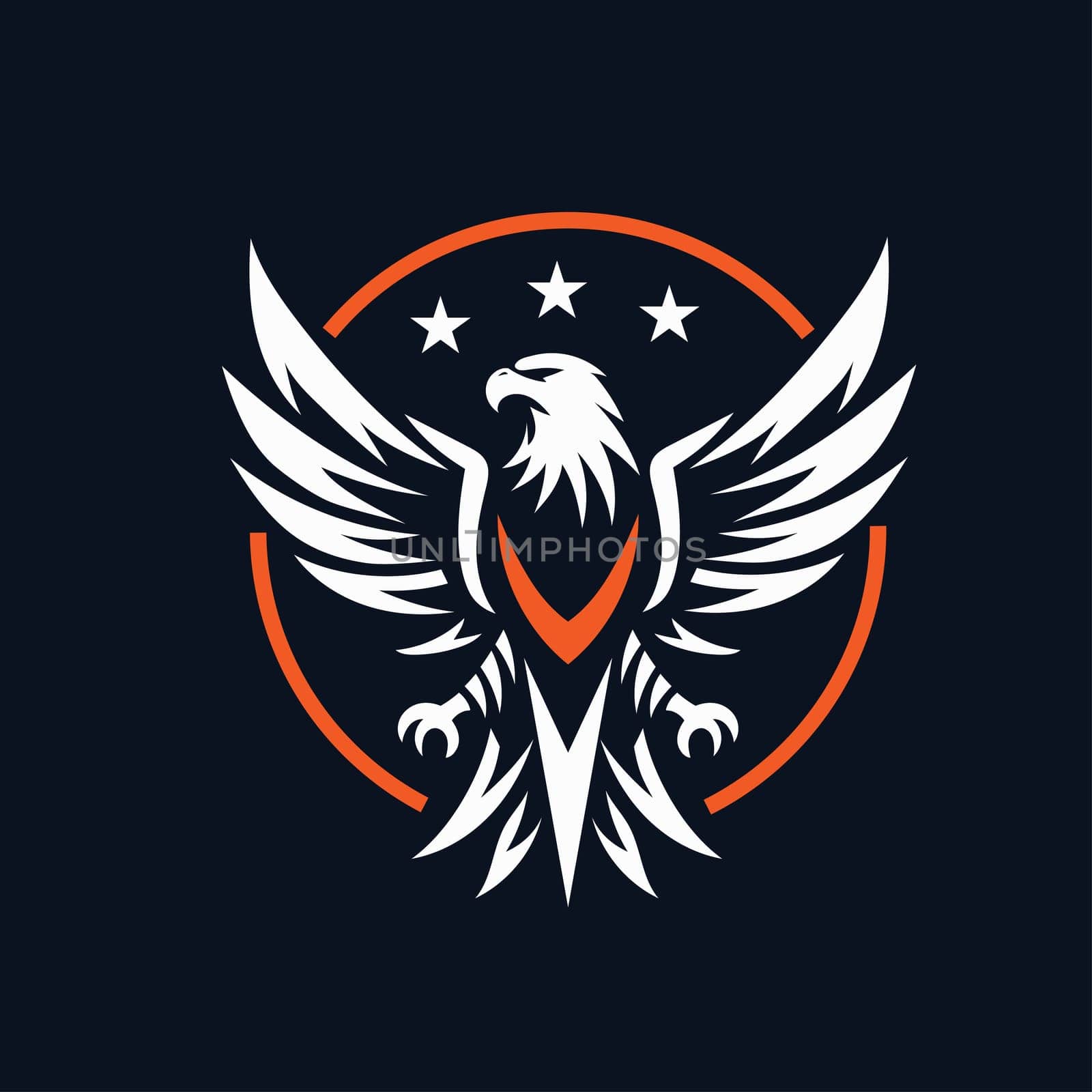 vector of eagle with open wings and stars above head