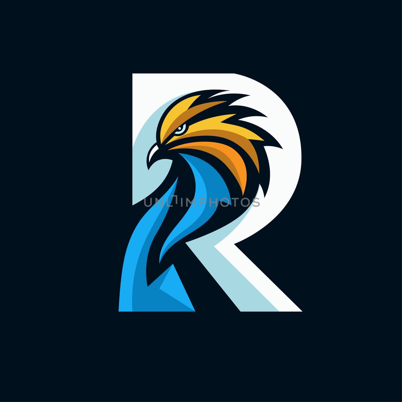 letter R bird colorful symbol vector illustration