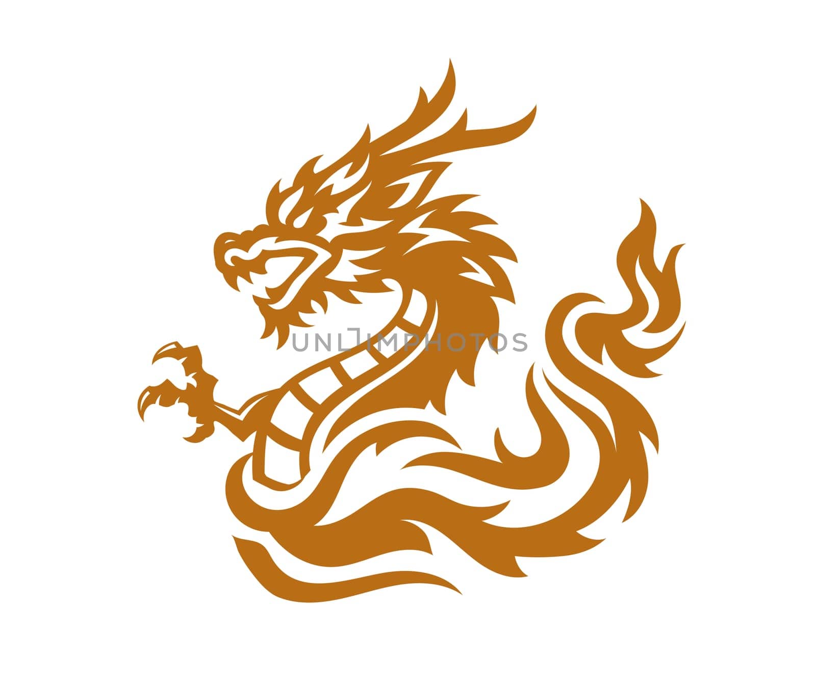 red Chinese dragon vector illustration. Dragon silhouette