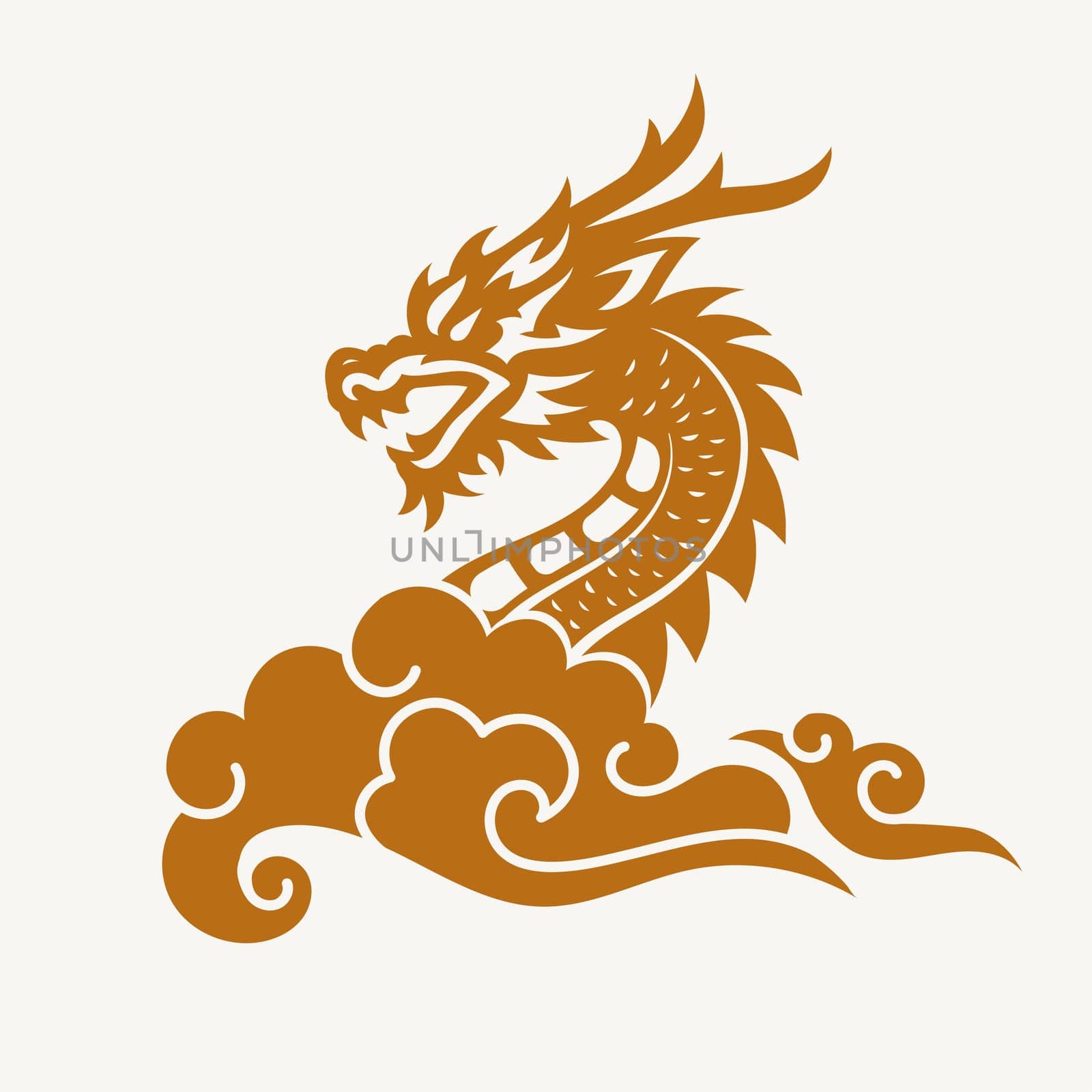 Traditional red Chinese Dragon with chines cloud style, silhouette vector icon. Asian Chinese Happy New