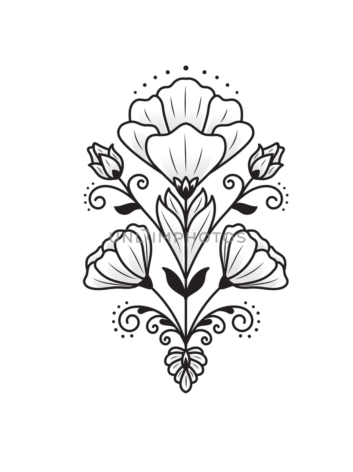 Vector illustration of an abstract flower geometric art , Folk art floral design