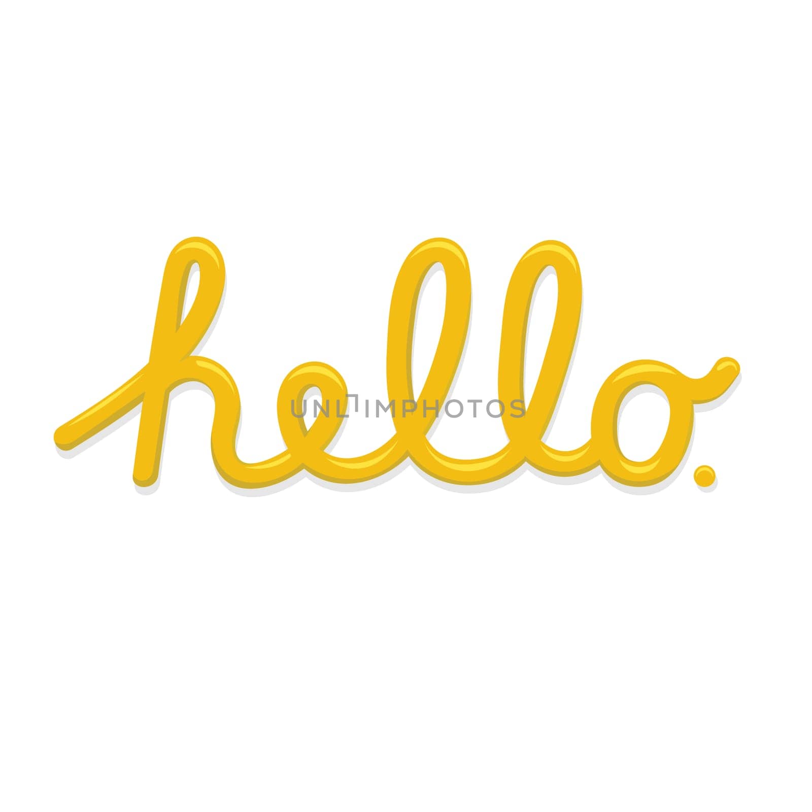 Hello - lettering shine and shadow for greeting card vector illustration