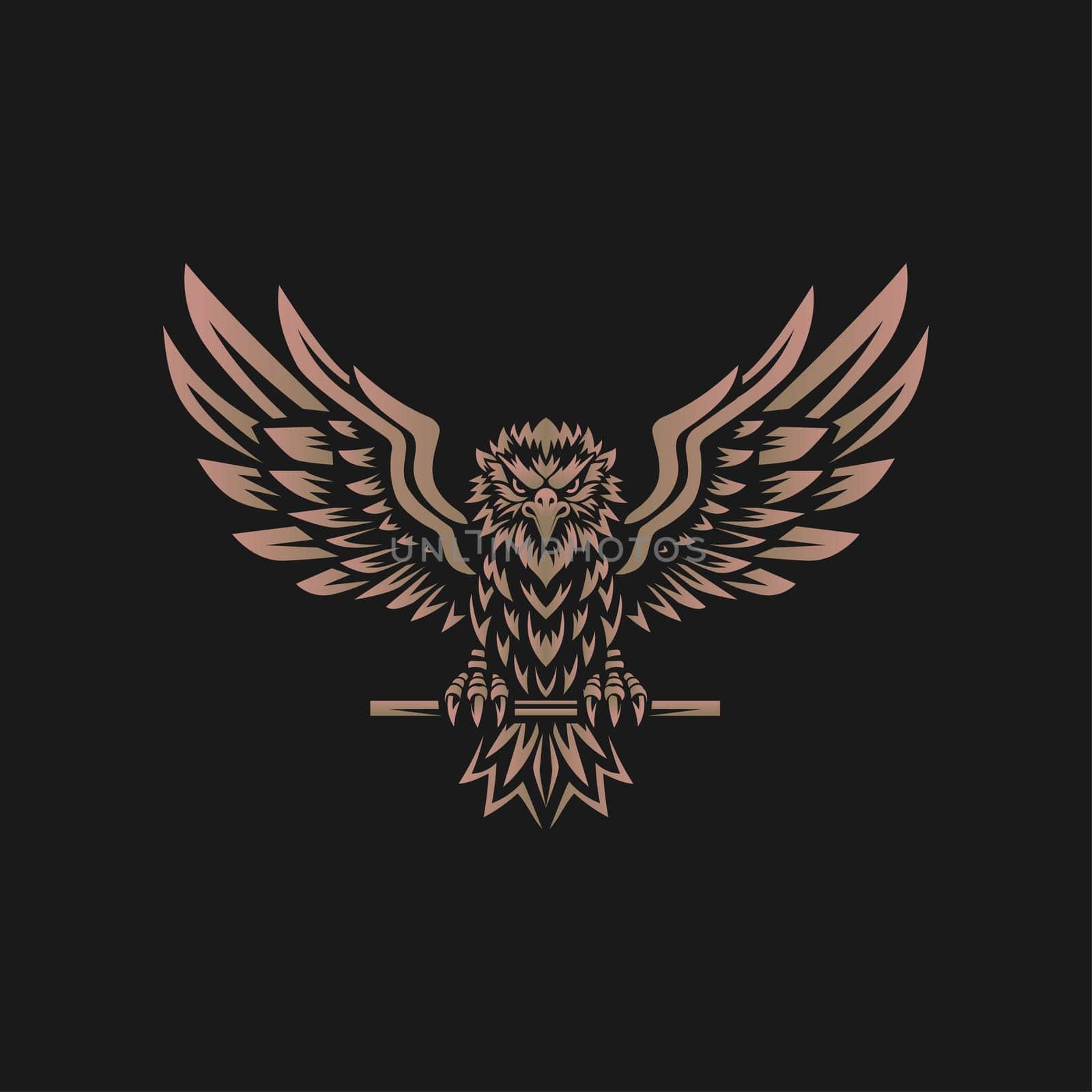 eagle emblem with spread wings, eagle vector illustration design art