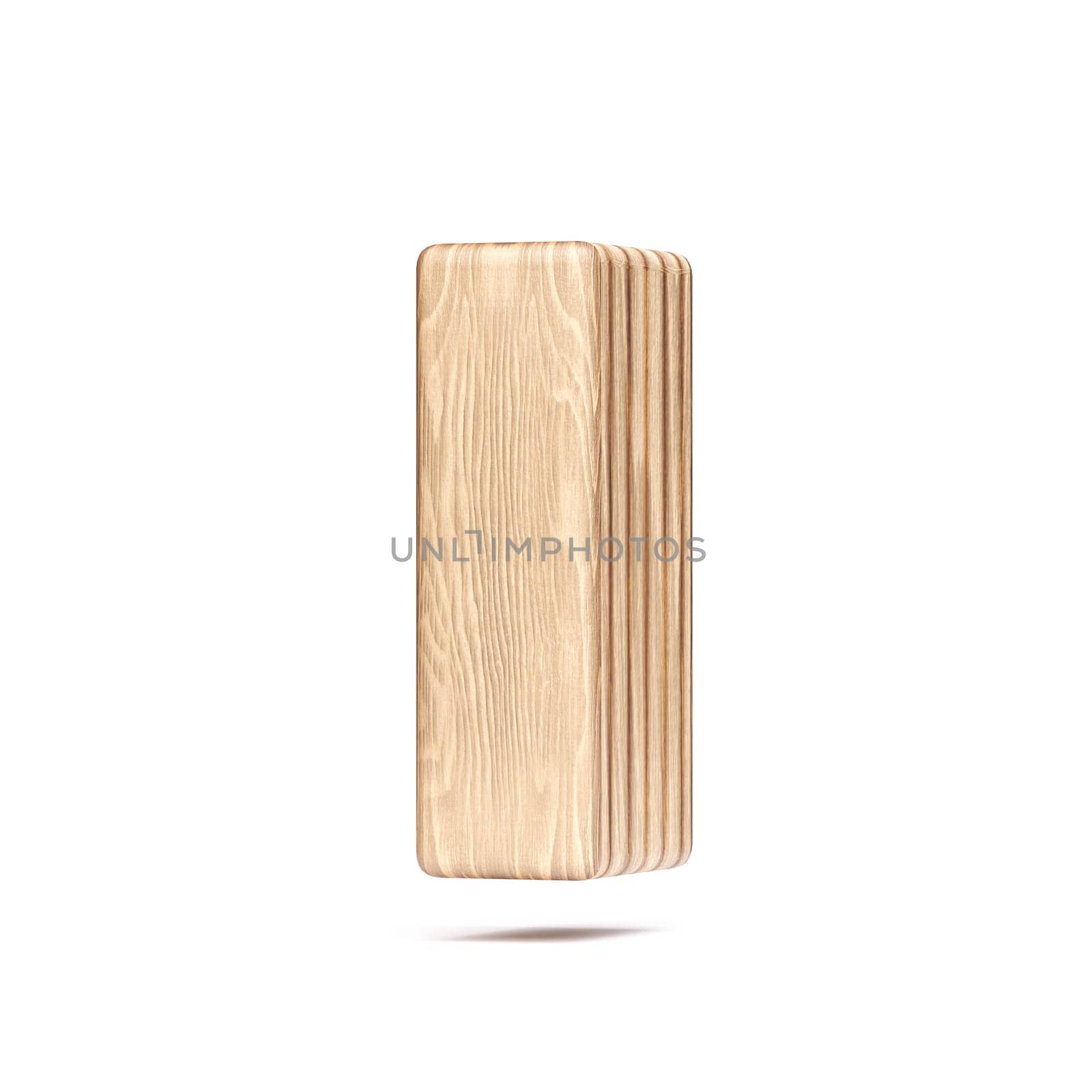 Plywood font Letter I 3D rendering illustration isolated on white background