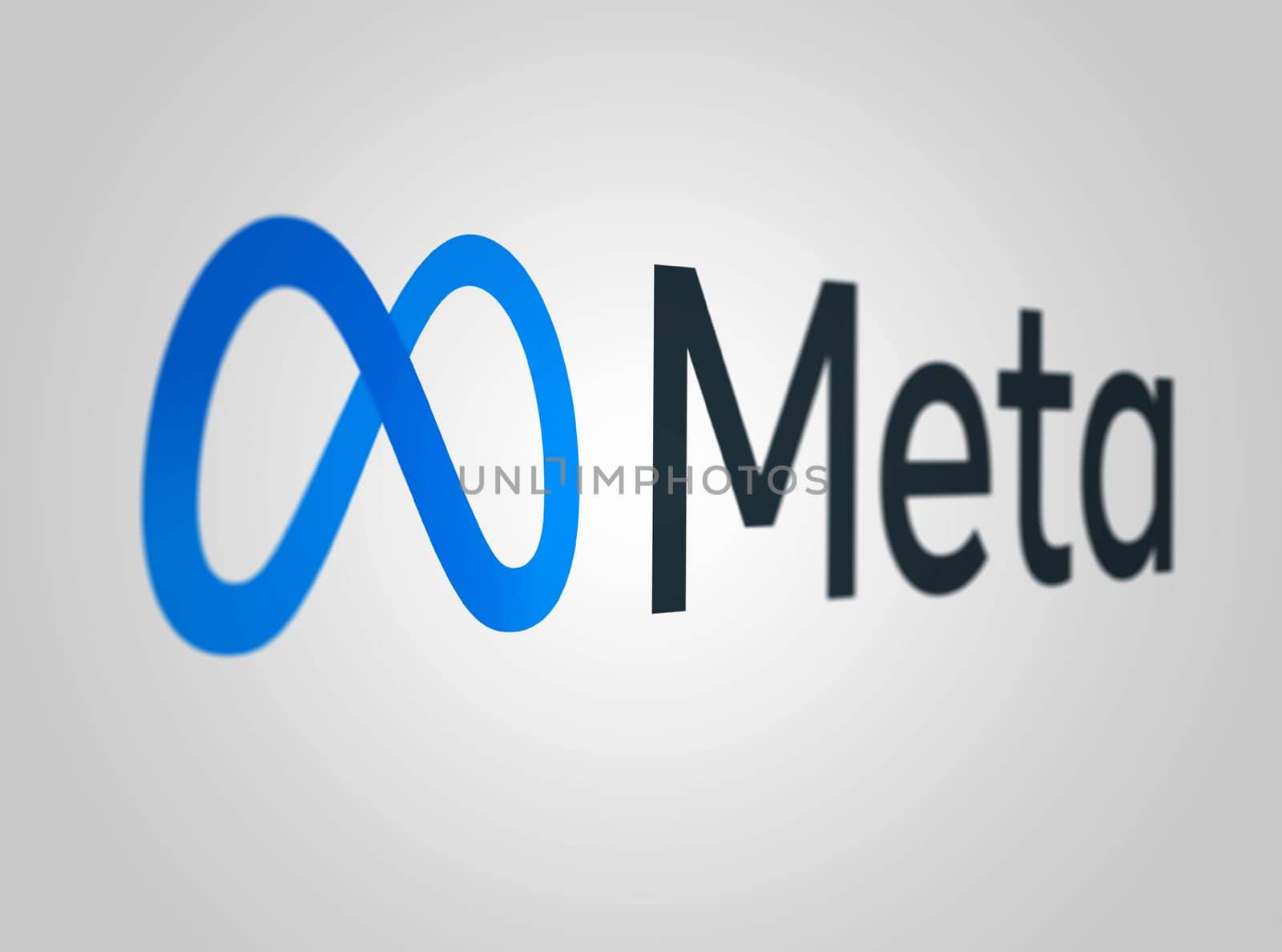 Menlo Park, US, May 2023: Meta Platforms logo on a white background. American multinational technology conglomerate. Illustrative editorial. Selective focus