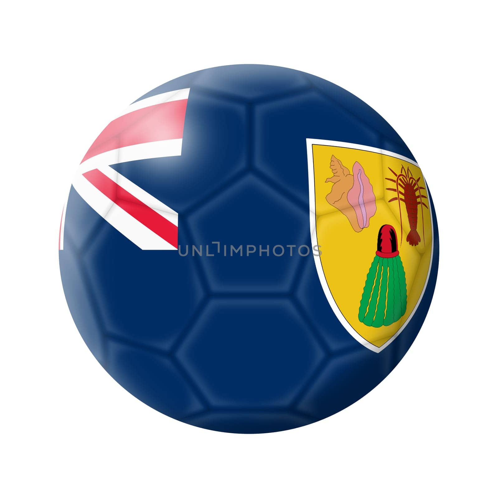 A Turks and Caicos Islands soccer ball football 3d illustration isolated on white with clipping path