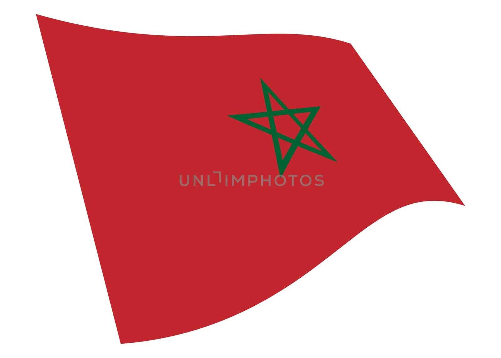 A Morocco waving flag graphic isolated on white with clipping path 3d illustration