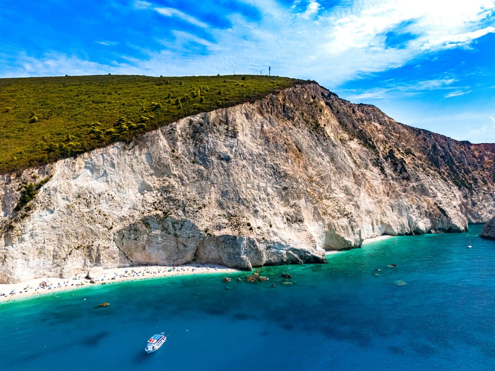 Porto Katsiki Beach, on the coast of Lefkada, in the Ionian Islands of Greece