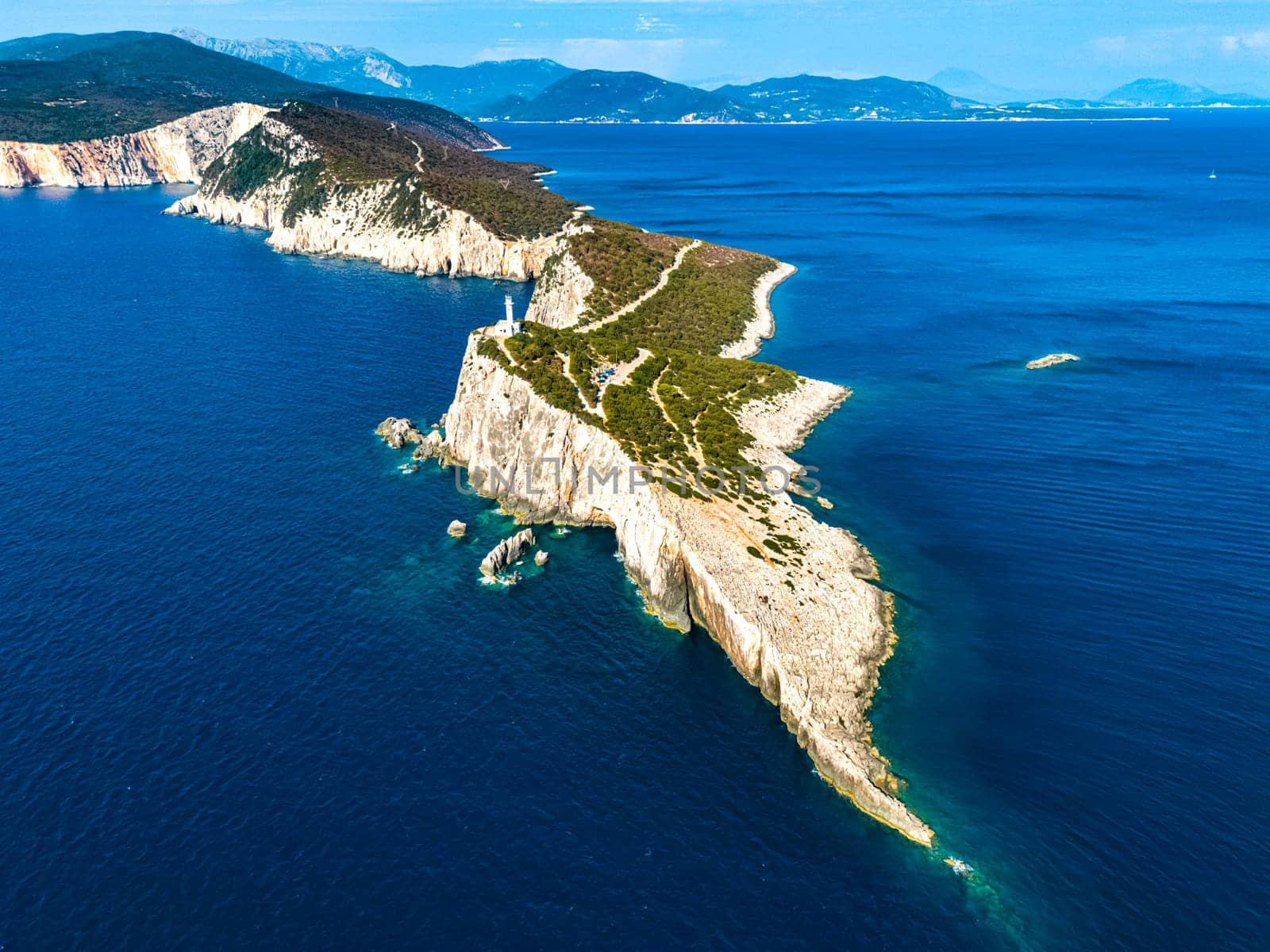 Cape Lefkatas Lighthouse, on Lefkada Island, Greece.