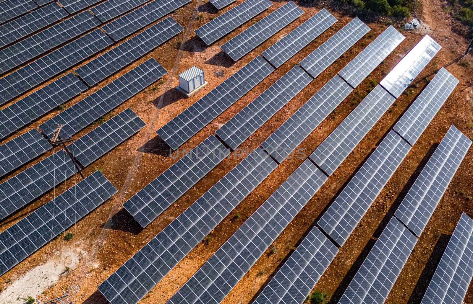 Modern solar power system mounted on ground.
