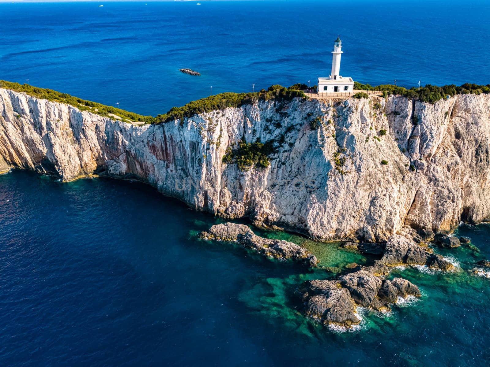 Cape Lefkatas Lighthouse, on Lefkada Island, Greece.