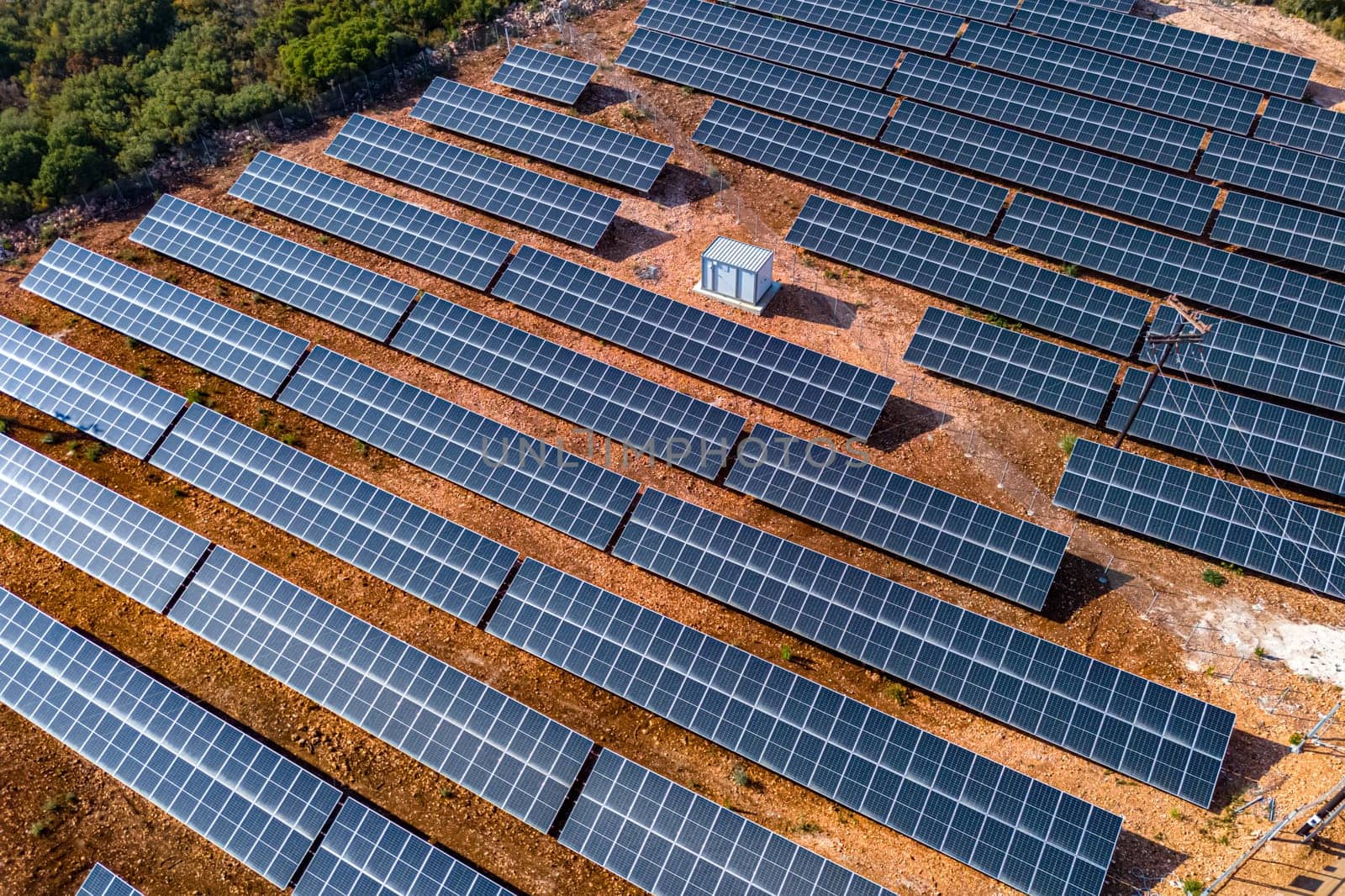 Modern solar power system mounted on ground.