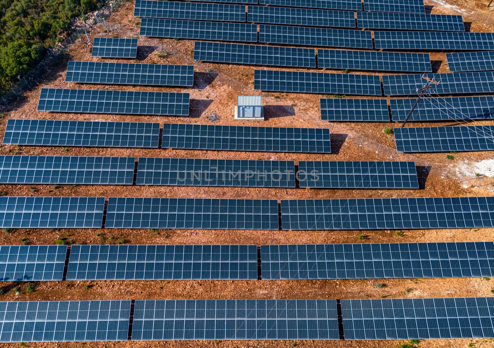 Modern solar power system mounted on ground.