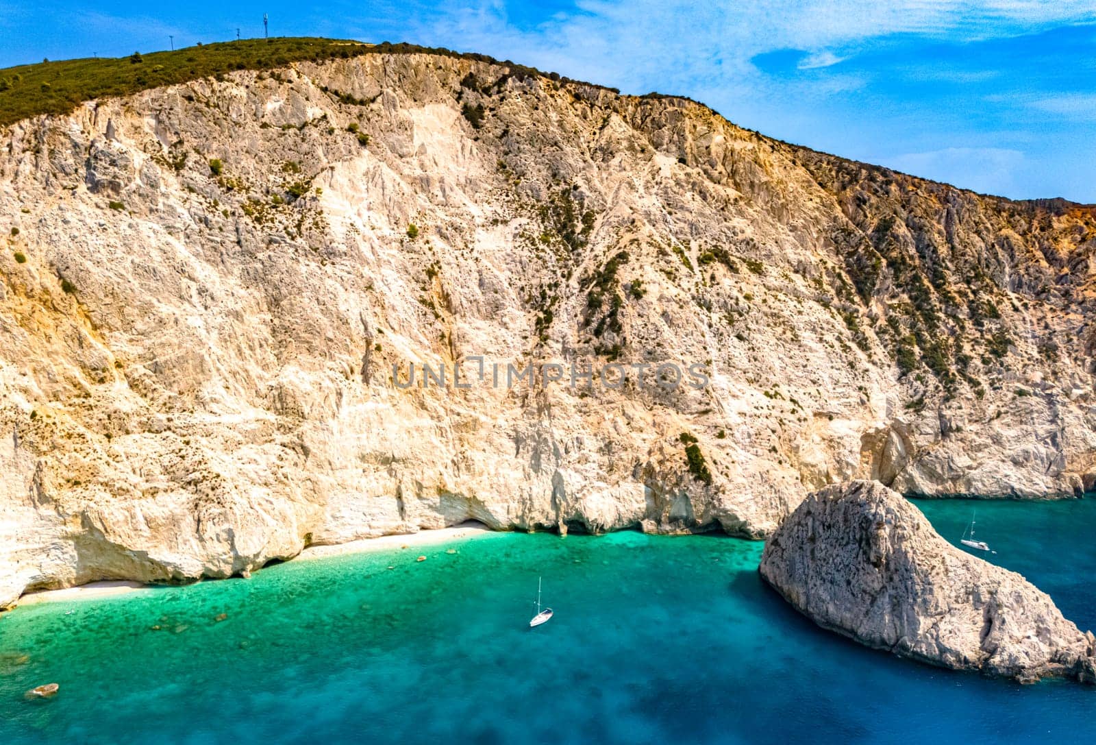 Porto Katsiki Beach, on the coast of Lefkada, in the Ionian Islands of Greece