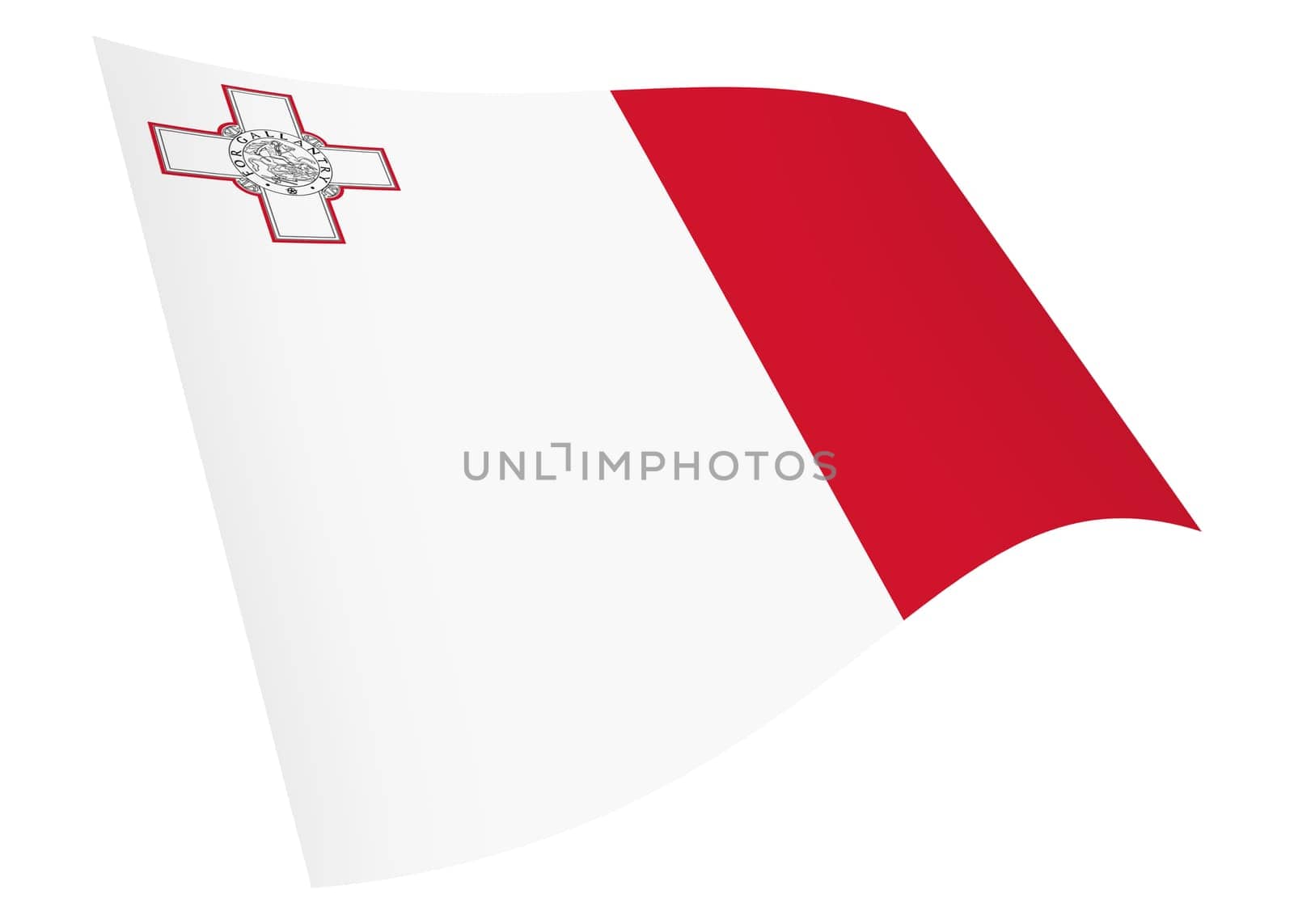 A Malta waving flag 3d illustration isolated on white with clipping path