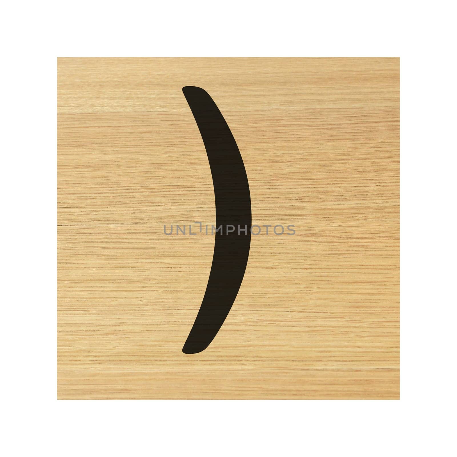 A close bracket sign wood block and on white with clipping path