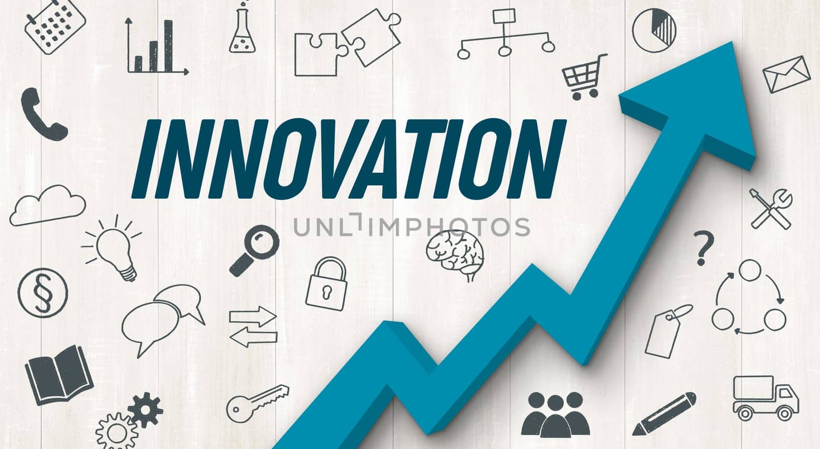 Ascending arrow with icons - Innovation