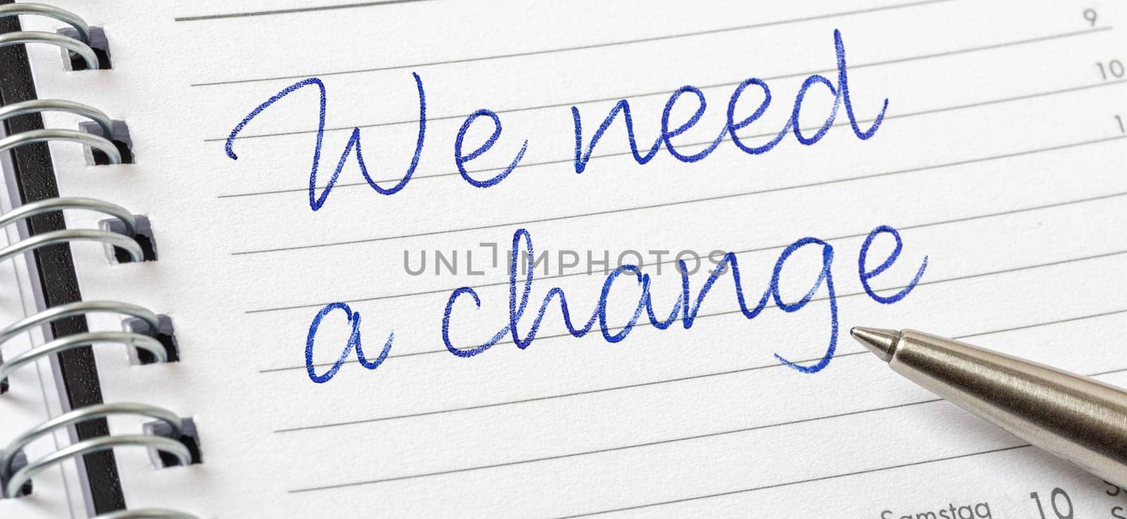 We need a change written on a calendar page