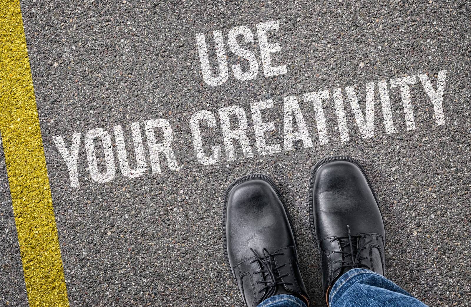 Text on the road - Use your creativity