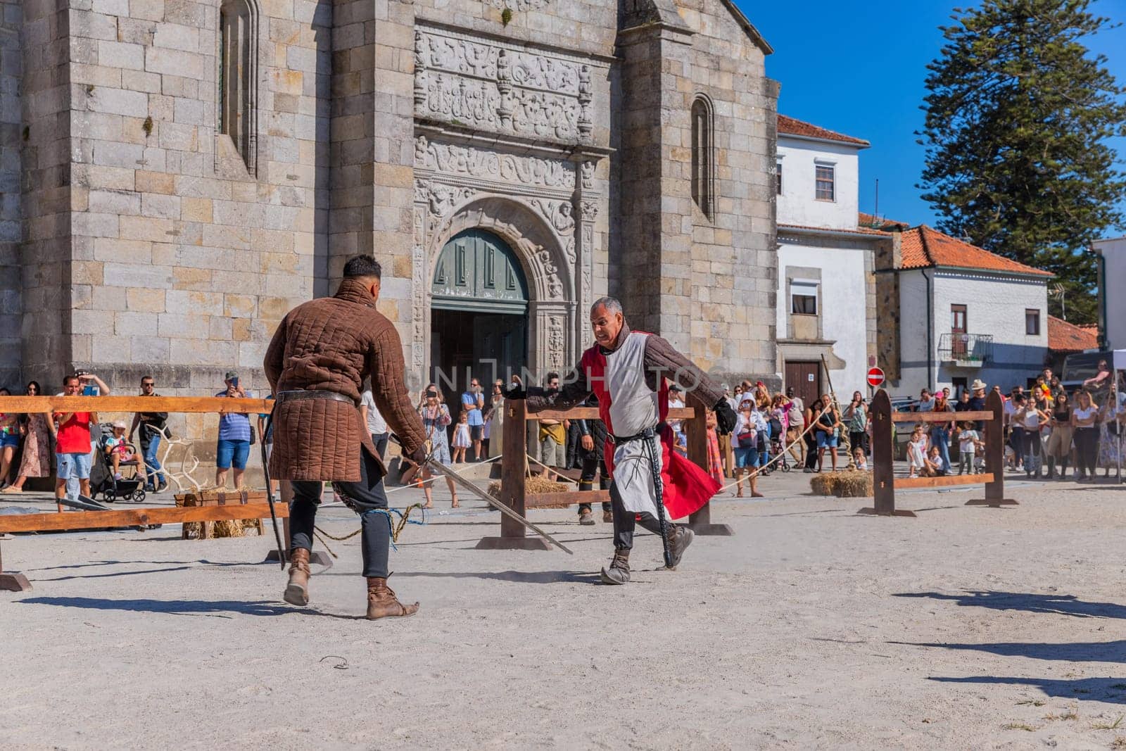Caminha, Portugal - July 27, 2024: Caminha during the Medieval Fair reenactment. Caminha is a town in the north of Portugal, and very popular among tourists.