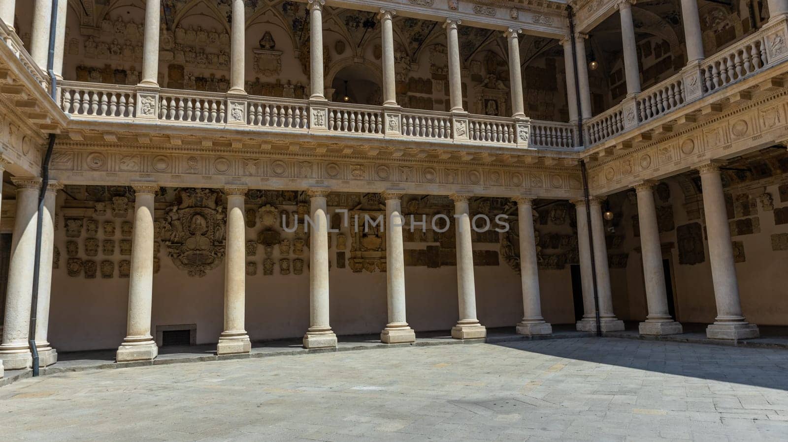 Padua, Italy - July 23, 2024: Palazzo Bo (Bo Palace) yard, historical building home of the Padova University from 1539 in Padua, Italy
