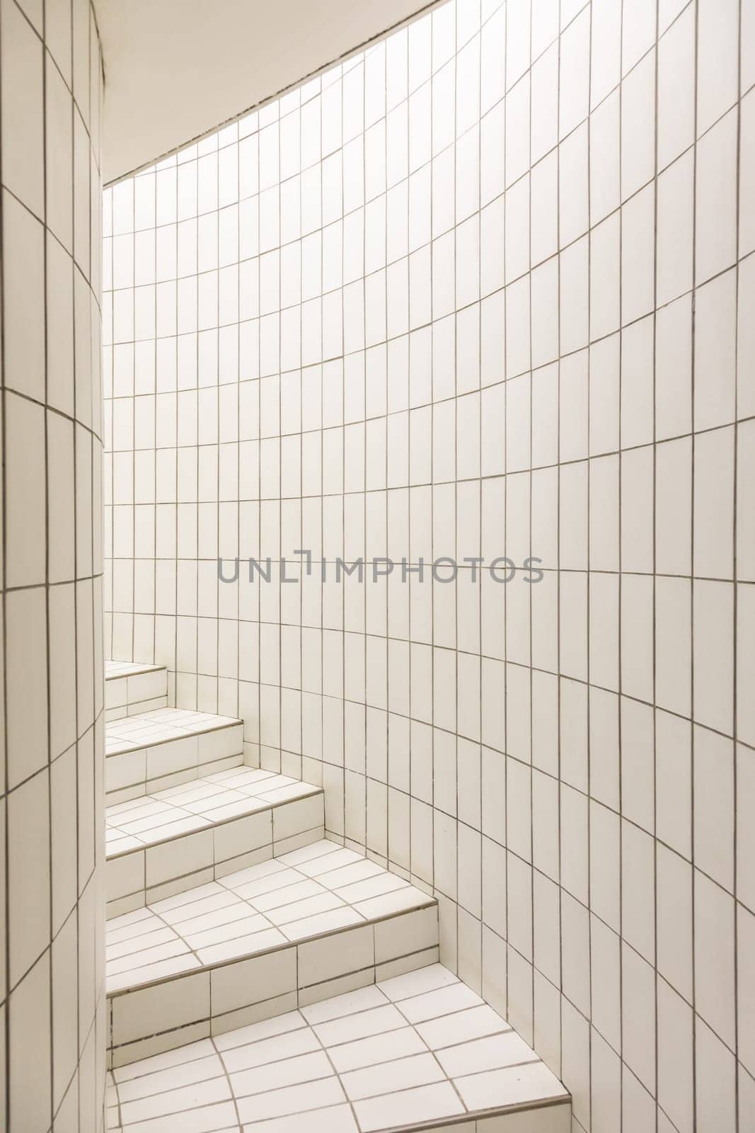 Contemporary white staircase. Apartment indoor, luxury interior - nobody