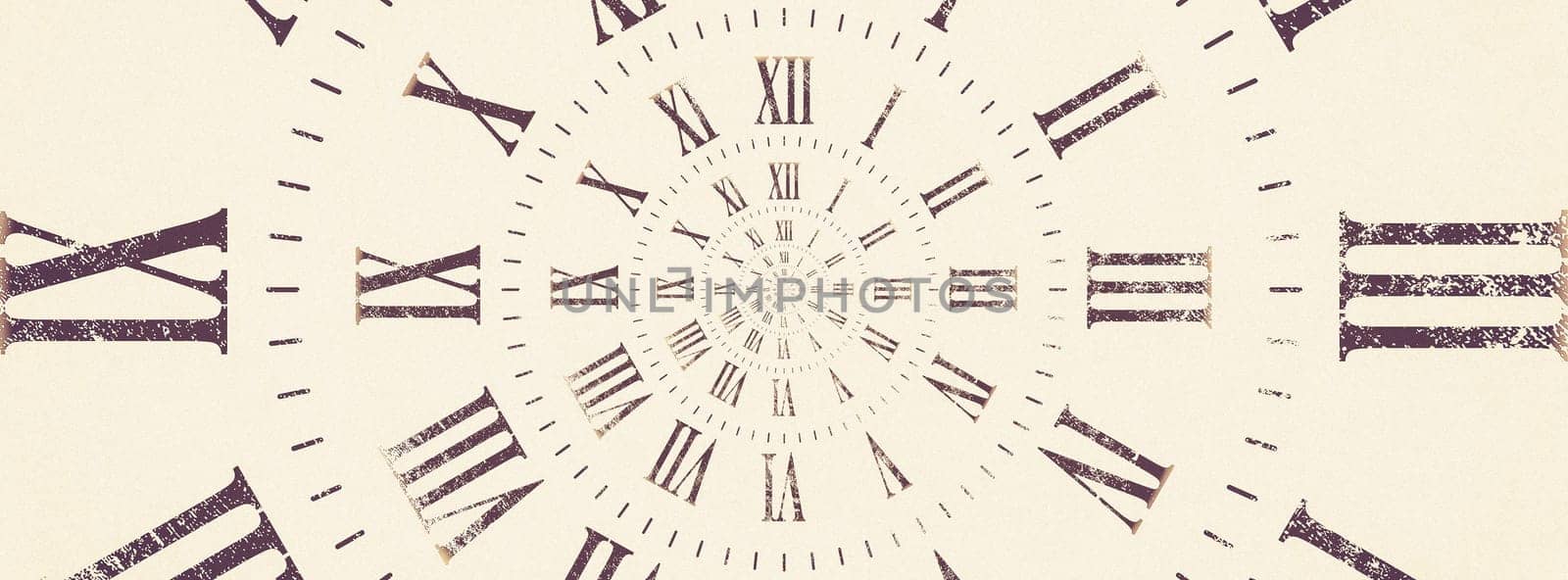 Time background. Concept of hypnosis, past, future. Round spiral, droste geometric graphic.