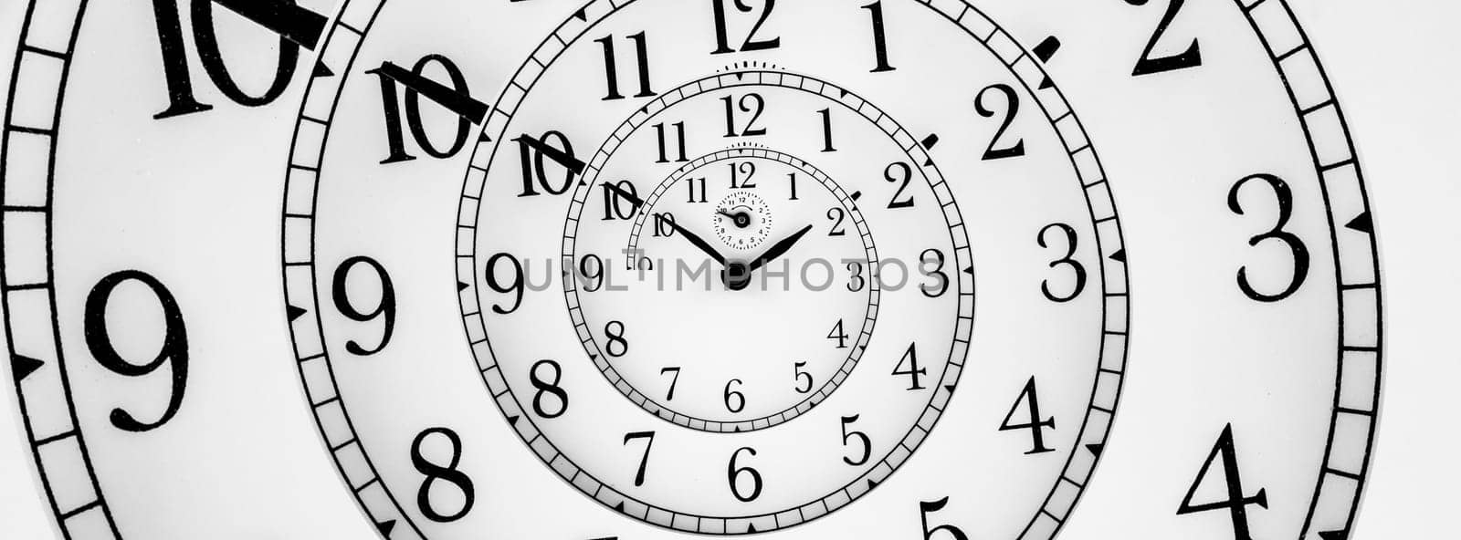 Time background. Concept of hypnosis, past, future. Round spiral, droste geometric graphic.