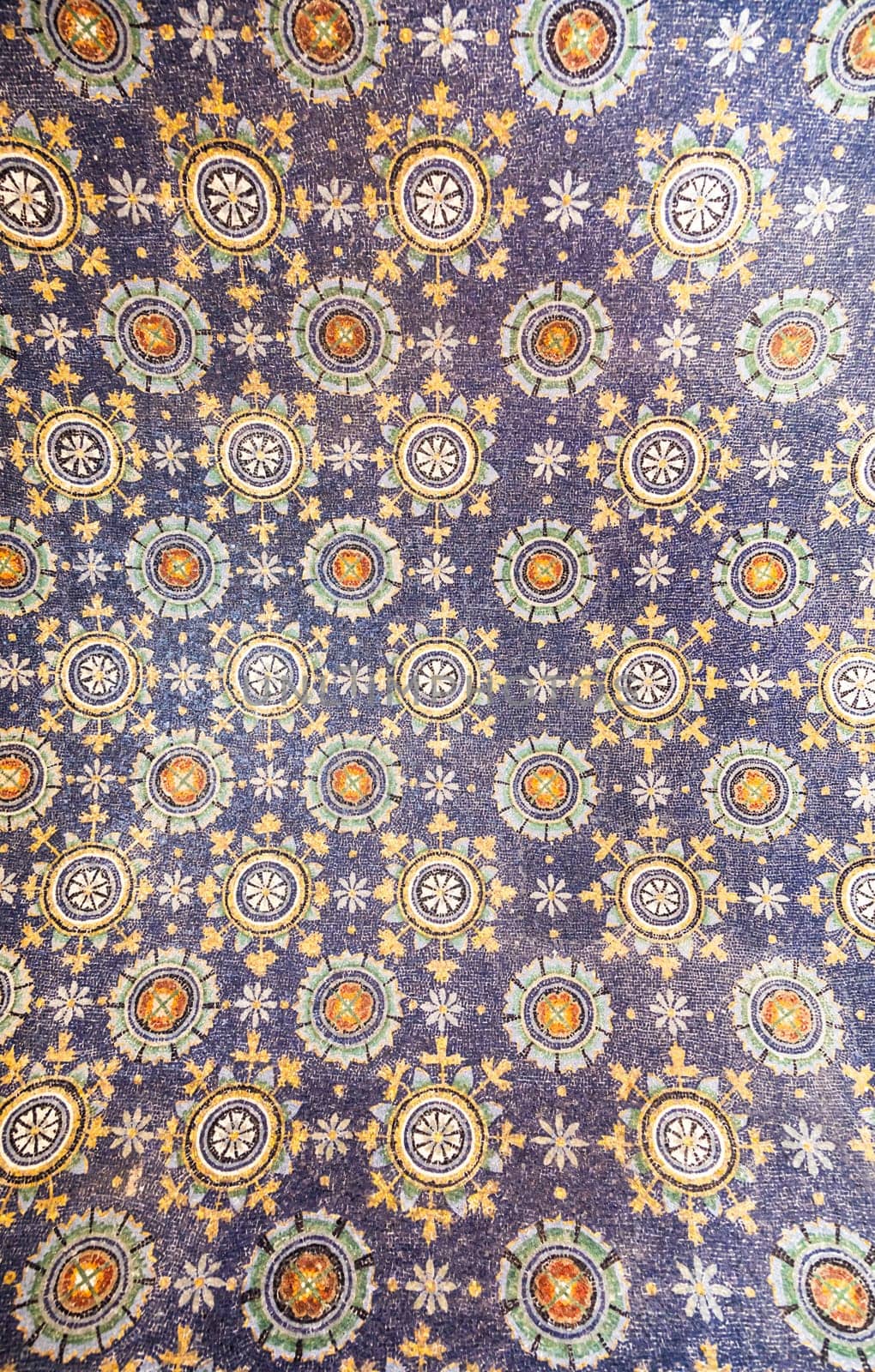 Ravenna, Italy - 12 June 2024, Galla Placidia Mausoleum interior. Ancient mosaic, vintage decoration