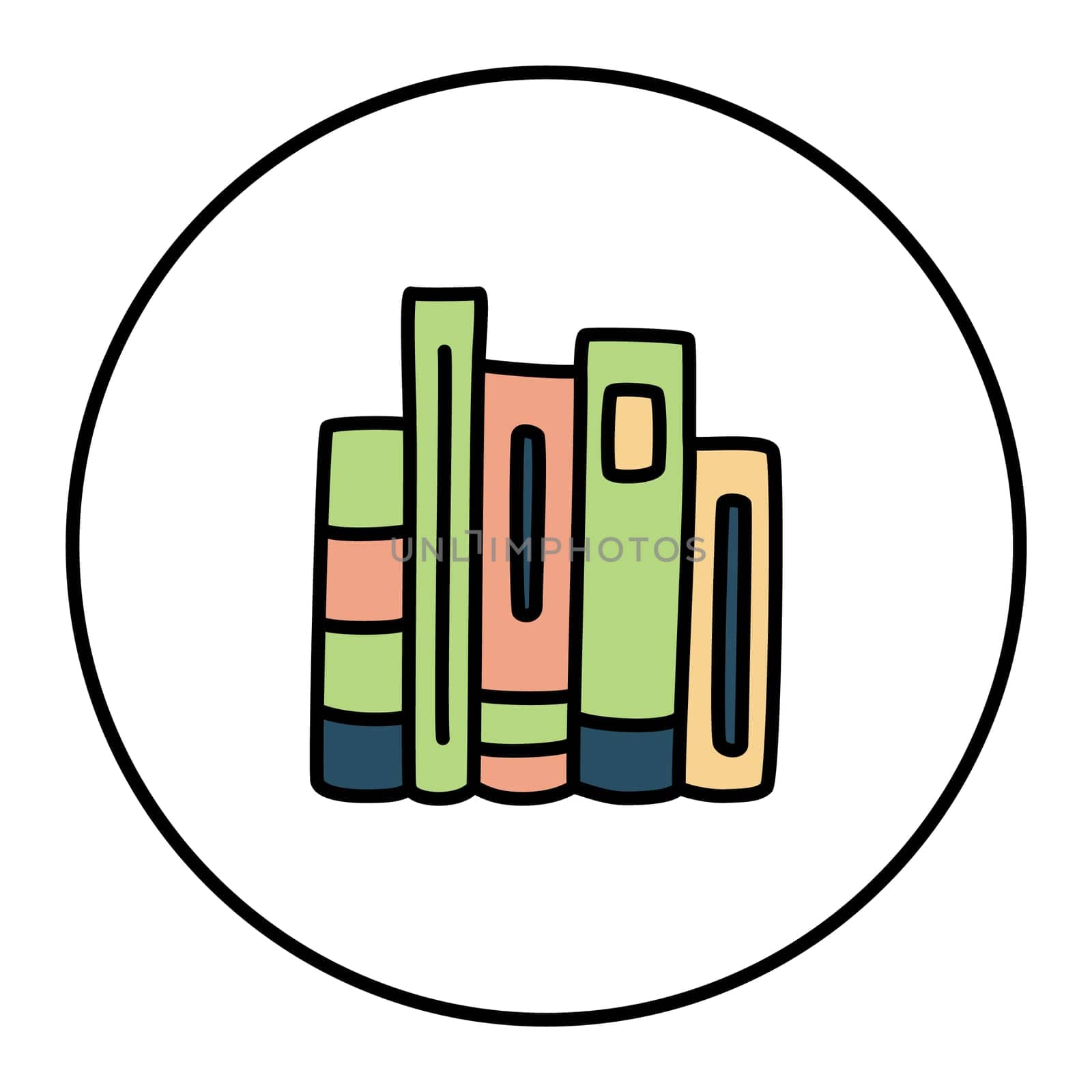 Doodle books shelf icon hand drawn in a modern minimalistic style. Knowledge and education symbol isolated on white background. Vector illustration