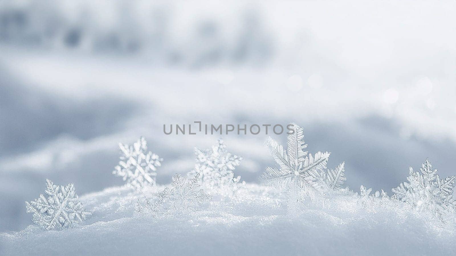 Christmas winter background with snowflakes and copy space. AI generated