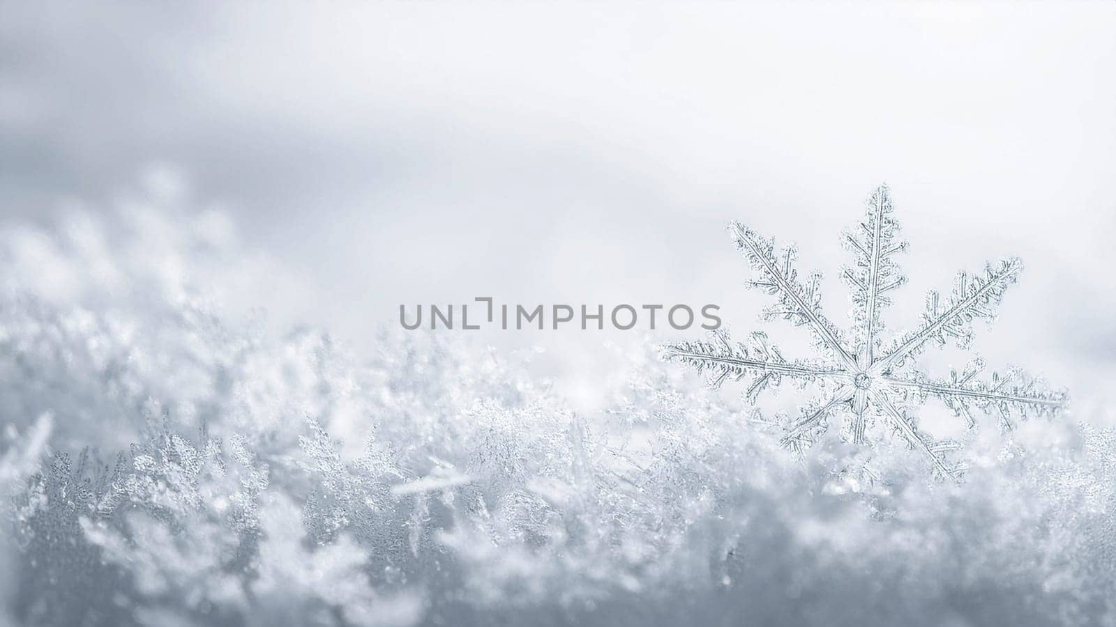 Christmas winter background with snowflakes and copy space. AI generated